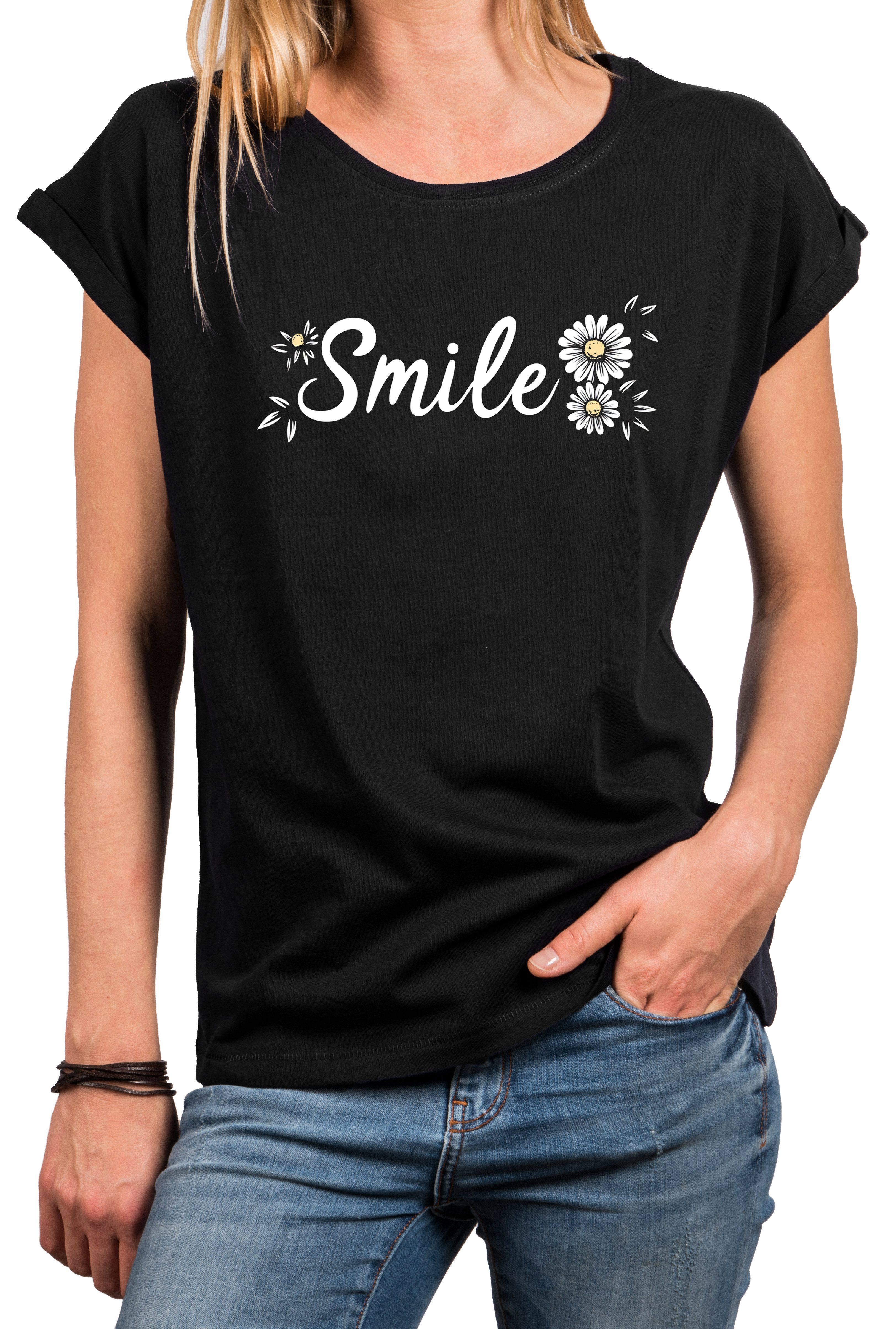 MAKAYA T-Shirt Lässiges Damen-Top mit Smile-Motiv günstig online kaufen