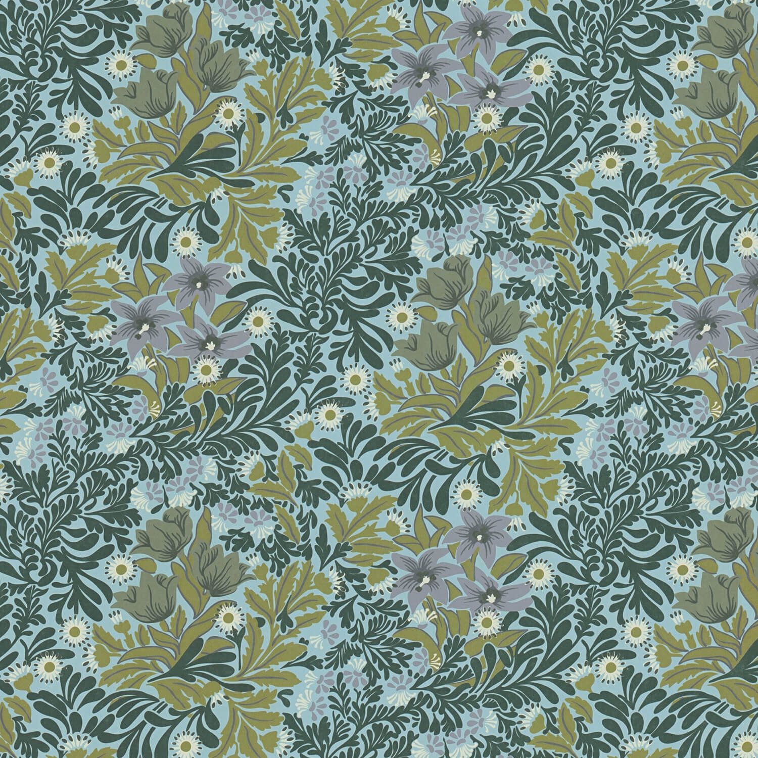 Profhome Vliestapete 390572-GU Blumen Tapete Floral matt grün pastell-türkis oliv-grün, glatt, (1 Rolle, 5,33 qm), Vliestapete, grün