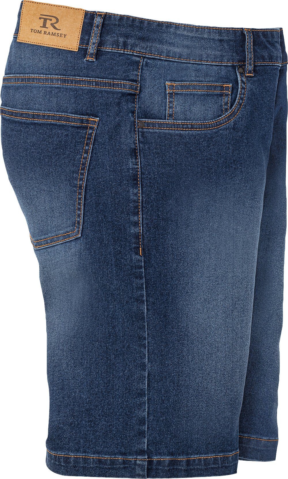 Tom Ramsey Jeansbermudas im mit 5-Pocket-Style dunkelblau Bund durch optimaler Passform flexiblen