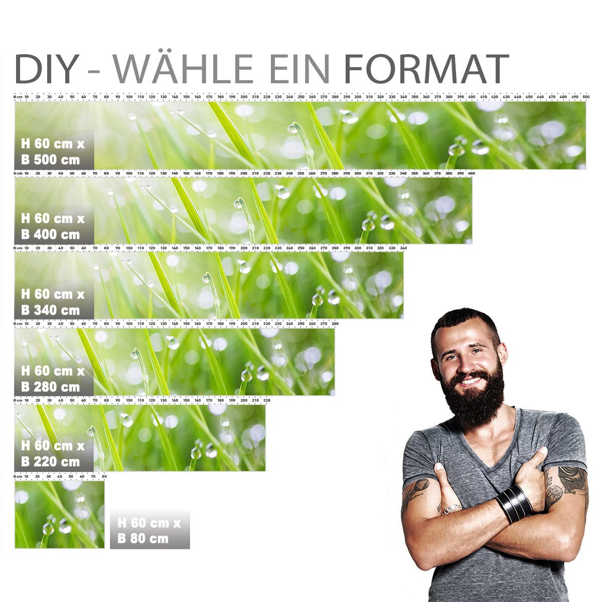 Stickerprofis Küchenrückwand MODERN GRASS (Glasoptik), (Premium), 1,5mm, selbstklebend, hält auf besonders vielen Öberflächen