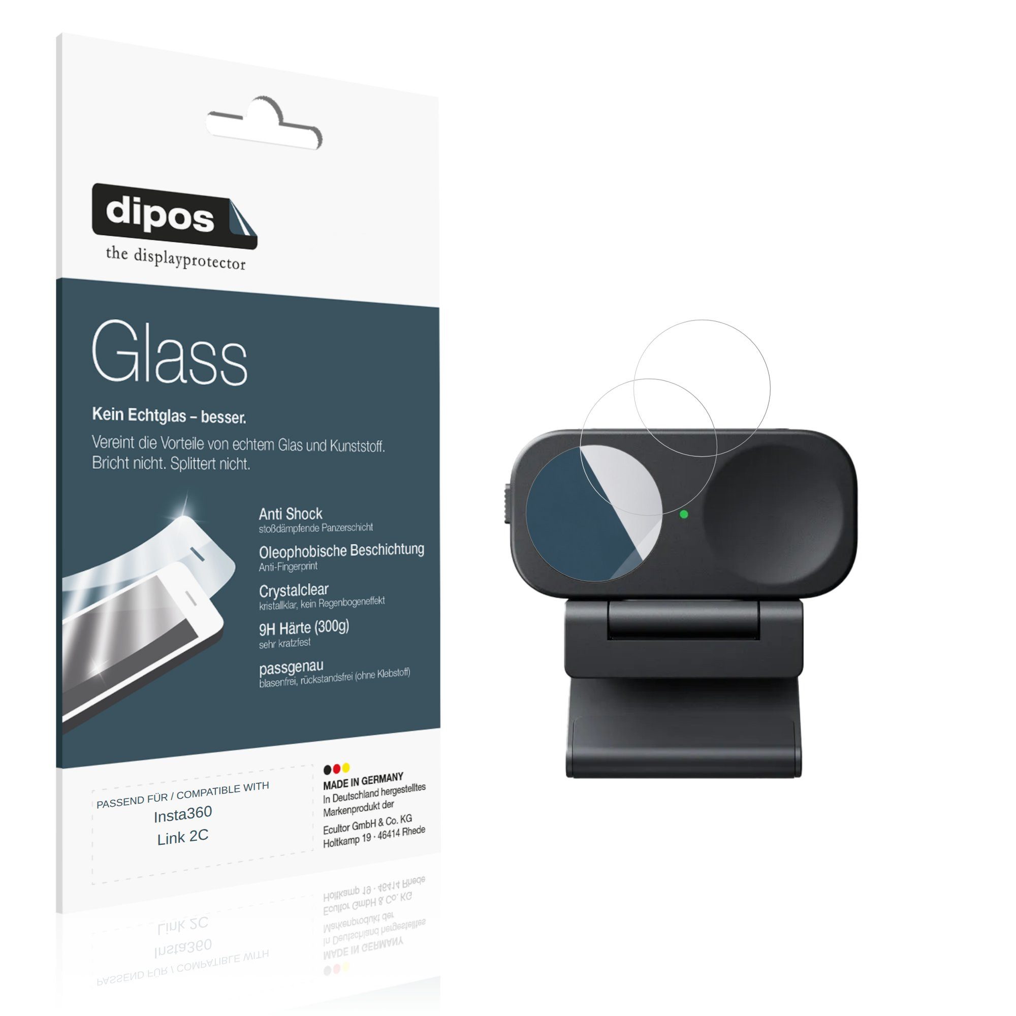dipos Displayschutzfolie Schutzfolie für Insta360 Link 2C, 2 Stück, Displayschutz Schutz Folie Made in Germany
