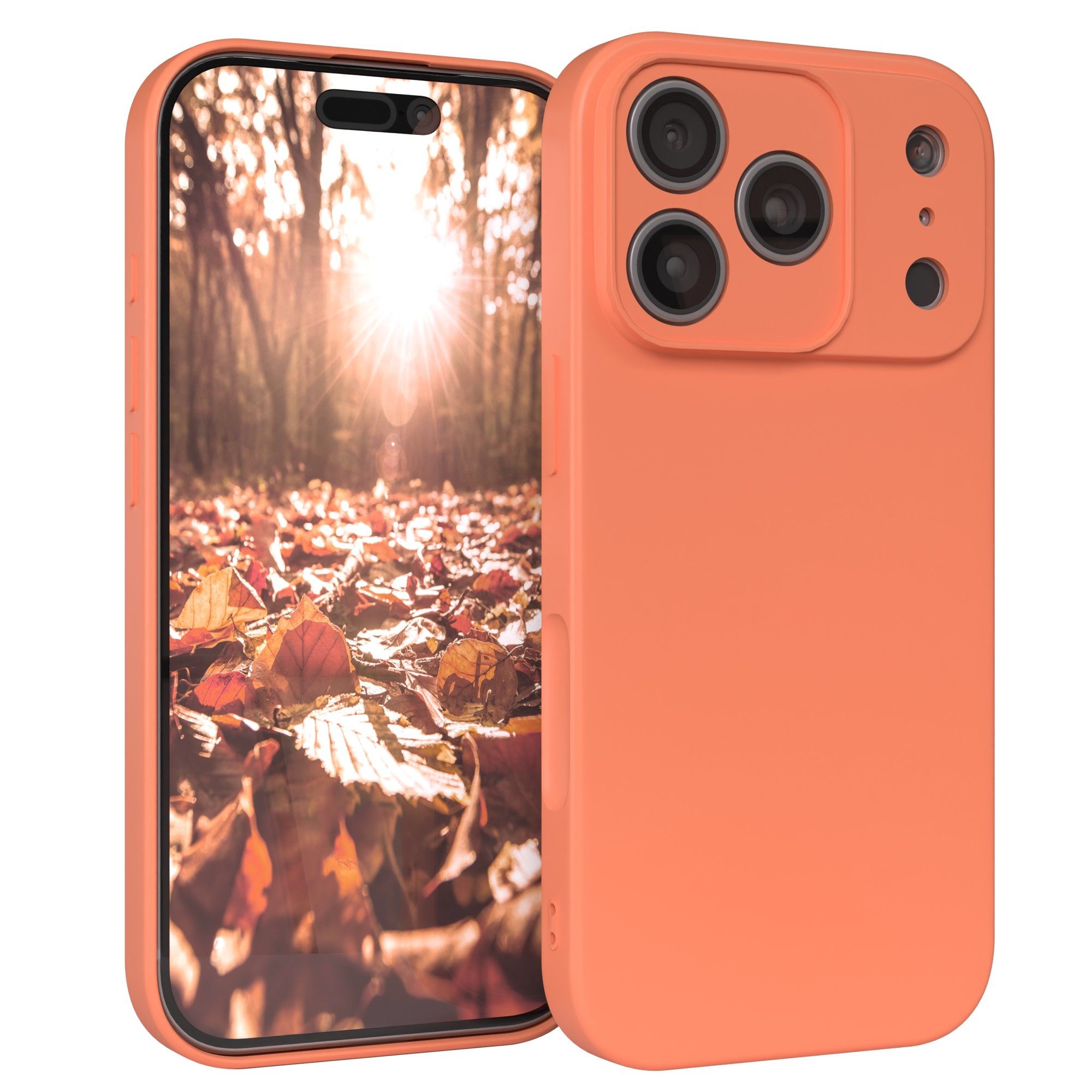 EAZY CASE Handyhülle für Apple iPhone 17 Pro Hülle Silikon 6,3 Zoll, Schutzhülle mit Kameraschutz Telefonhülle elastisch Bumper tpu Orange