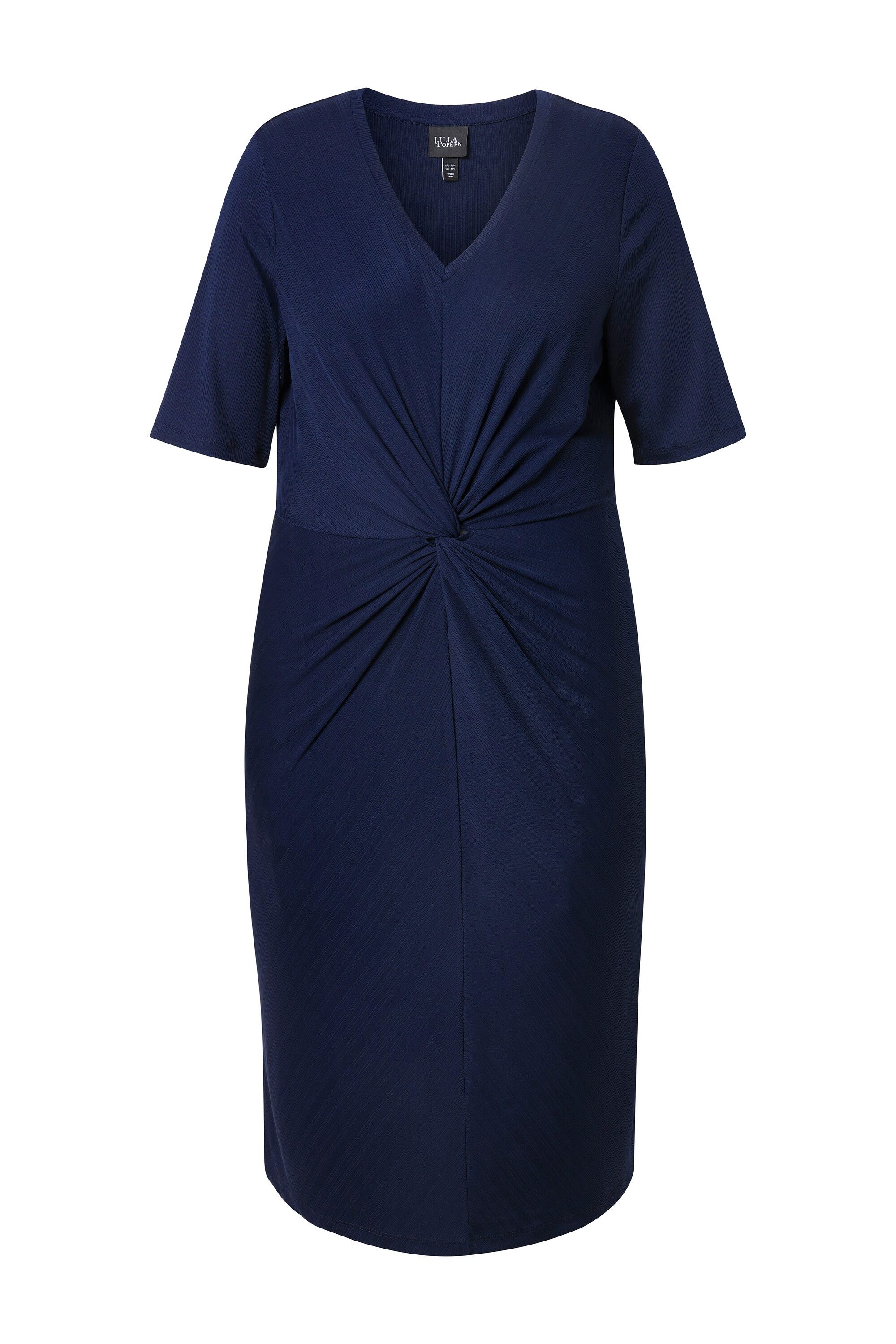 Ulla Popken Jerseykleid Jerseykleid drapiert V-Ausschnitt günstig online kaufen