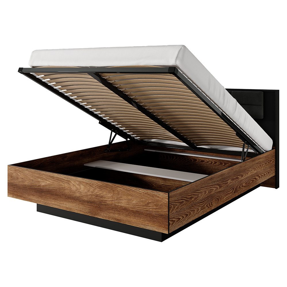 Lomadox Schlafzimmer-Set MEZZANA-167, (Spar-Set, 5-tlg., Kleiderschrank Bettgestell Lattenrost Nachttische Kommode), 160x200cm, mit aufklappbarem Lattenrost & B – Bild 2 von 5