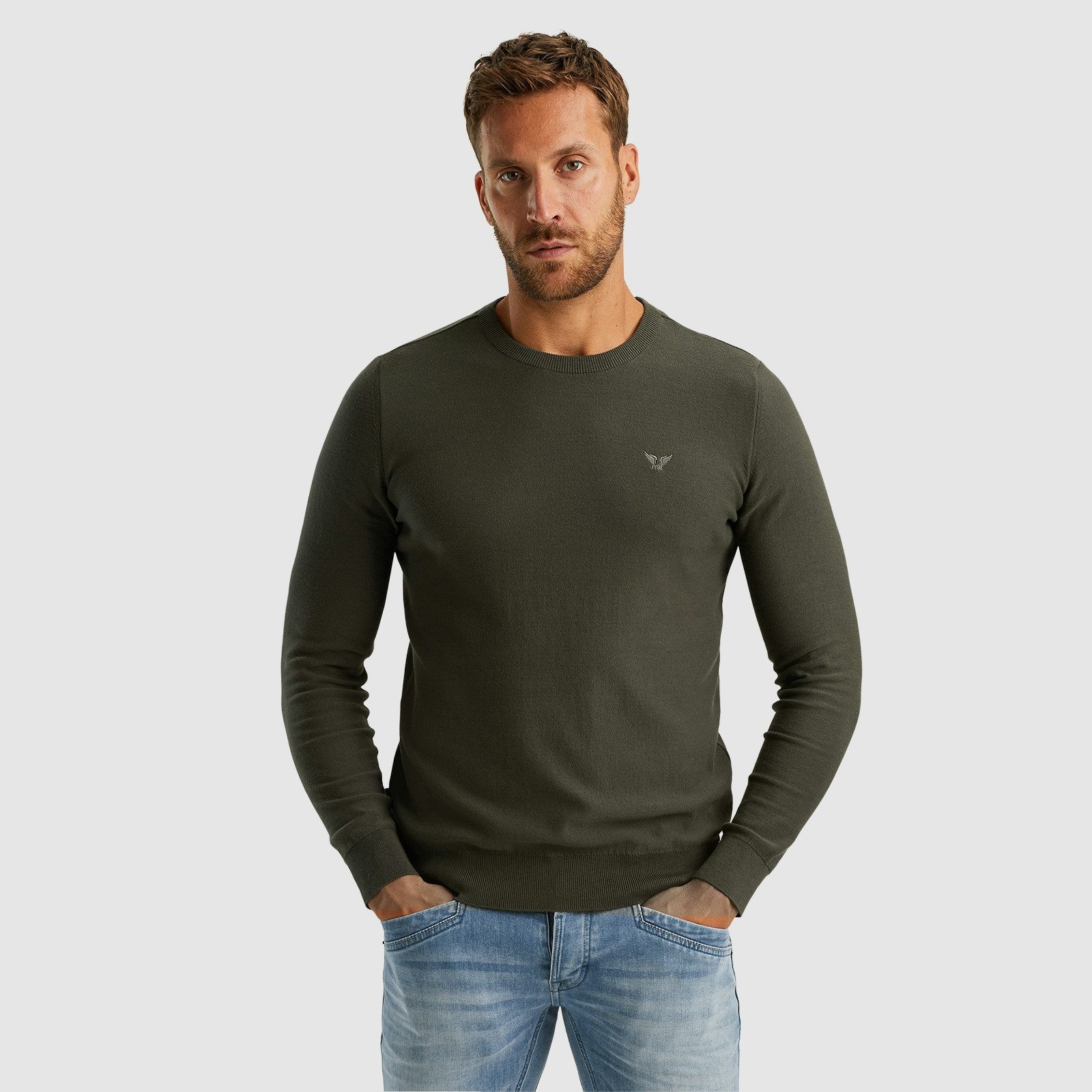 PME Legend Herren Rundhals Pullover R-NECK COTTON KNIT - Regular Fit günstig online kaufen