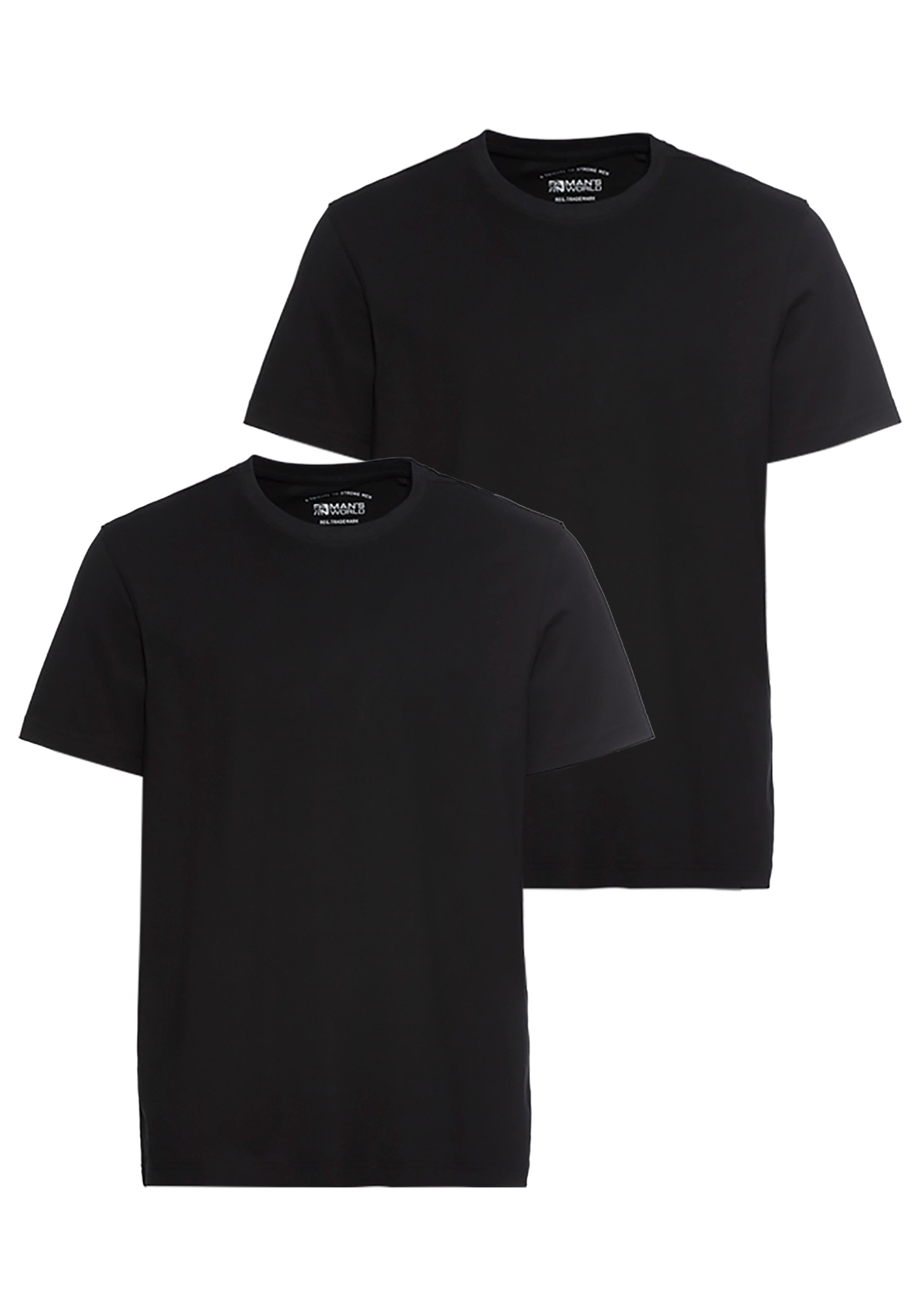 Man's World Rundhalsshirt (Packung, 2-tlg., 2er Pack) Kurzarm, unifarben, Rundhals, aus Baumwolle