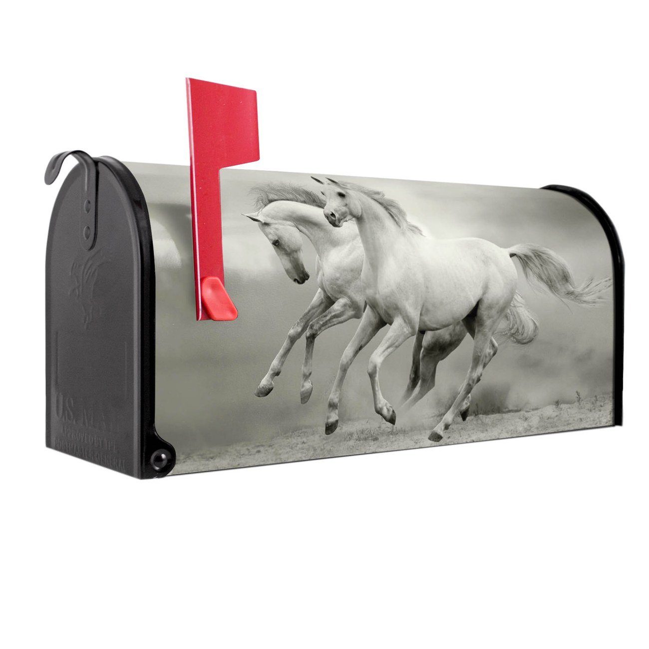 Mailbox schwarz Amerikanischer x Wilde 17 Pferde original 22 cm x Mississippi Briefkasten 51 aus Briefkasten, (Amerikanischer SW banjado USA),