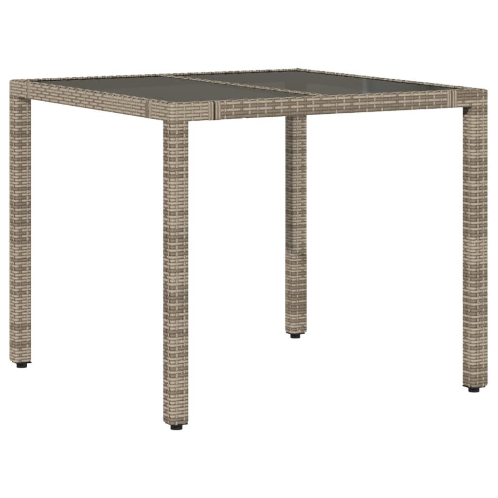 vidaXL Gartentisch Gartentisch mit Glasplatte Grau günstig online kaufen