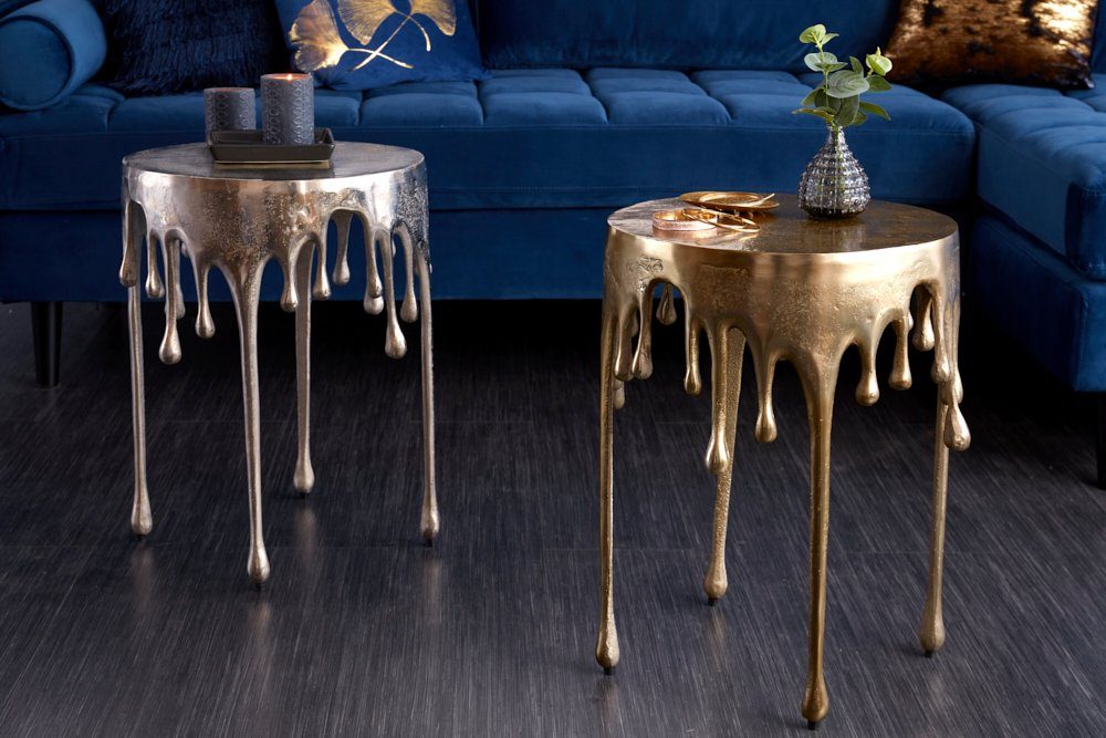 riess-ambiente Beistelltisch LIQUID LINE Ø50cm gold (Einzelartikel, 1-St), Wohnzimmer · Aluminium-Metall · rund · Tropfen-Design · Modern