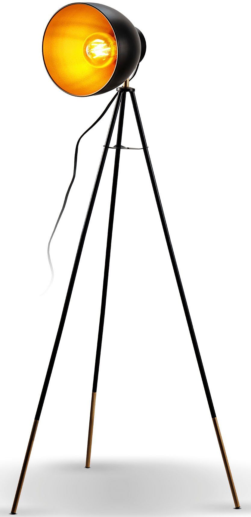 B.K.Licht Stehlampe BK_ST1233 Stehleuchte, Vintage, Schwarz-gold, Metall, S günstig online kaufen