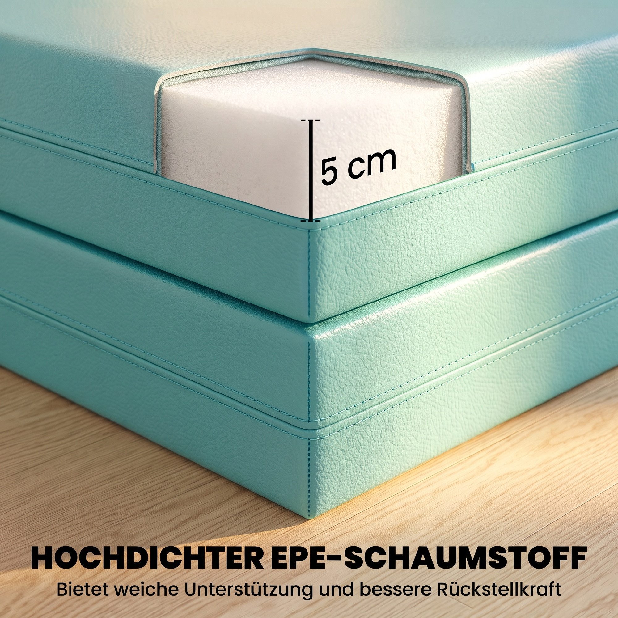 SPORTNOW Gymnastikmatte Sportmatte, mit Griff, Gymnastik Tumbling Matte, Synthetikbezug (Faltbare Fitnessmatte, 1-St., Trainingsmatte), für Yoga, MMA, Fitness,  – Bild 4 von 5