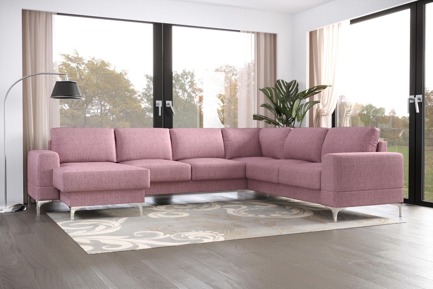 JVmoebel Ecksofa, Design Modern Ecksofa U-Form Sofa Wohnlandschaft Neu Polster Sofa Rosa