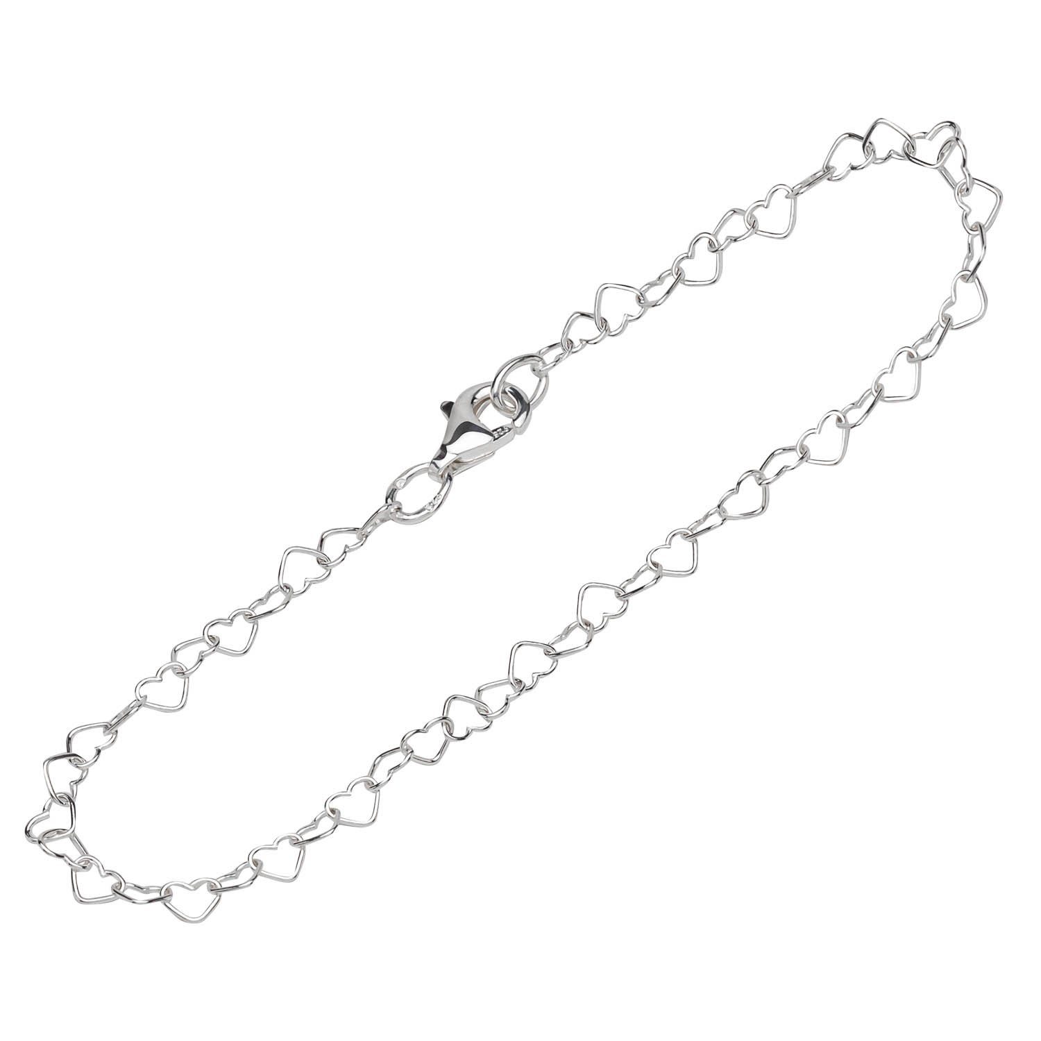 Silberarmband Armband 925 Sterling Silber 19cm Herz Kette Damen