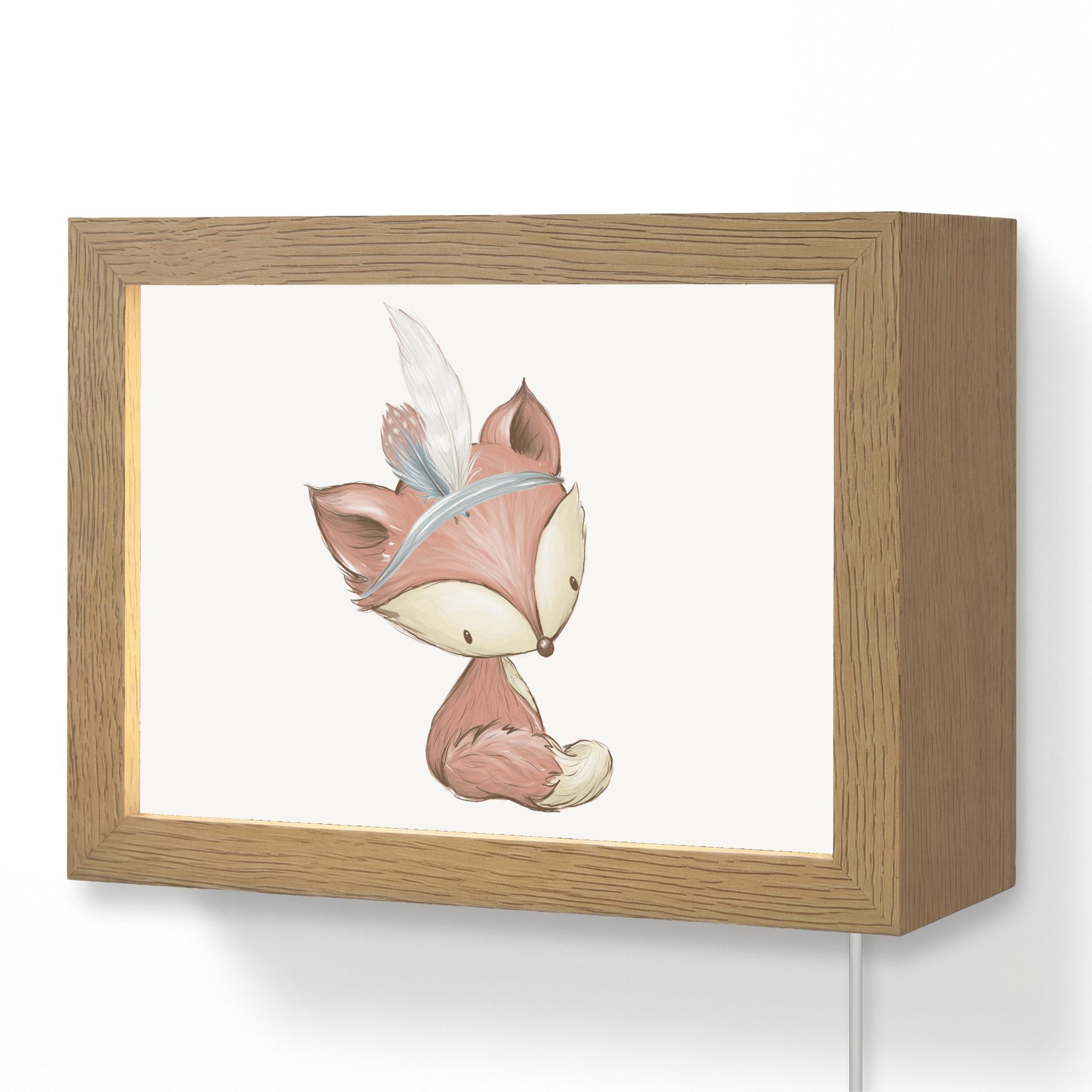 OnlyWow Wandleuchte Lightbox Fuchs - Tier - Waldtiere - Jungen, Dimmbar, Farbwechsel, LED, Warmweiß, Kaltweiß, Neutralweiß Einstellbar, Wandlampe Innen, Dimmbar, mit Kabel, LED, Modern, Kinder
