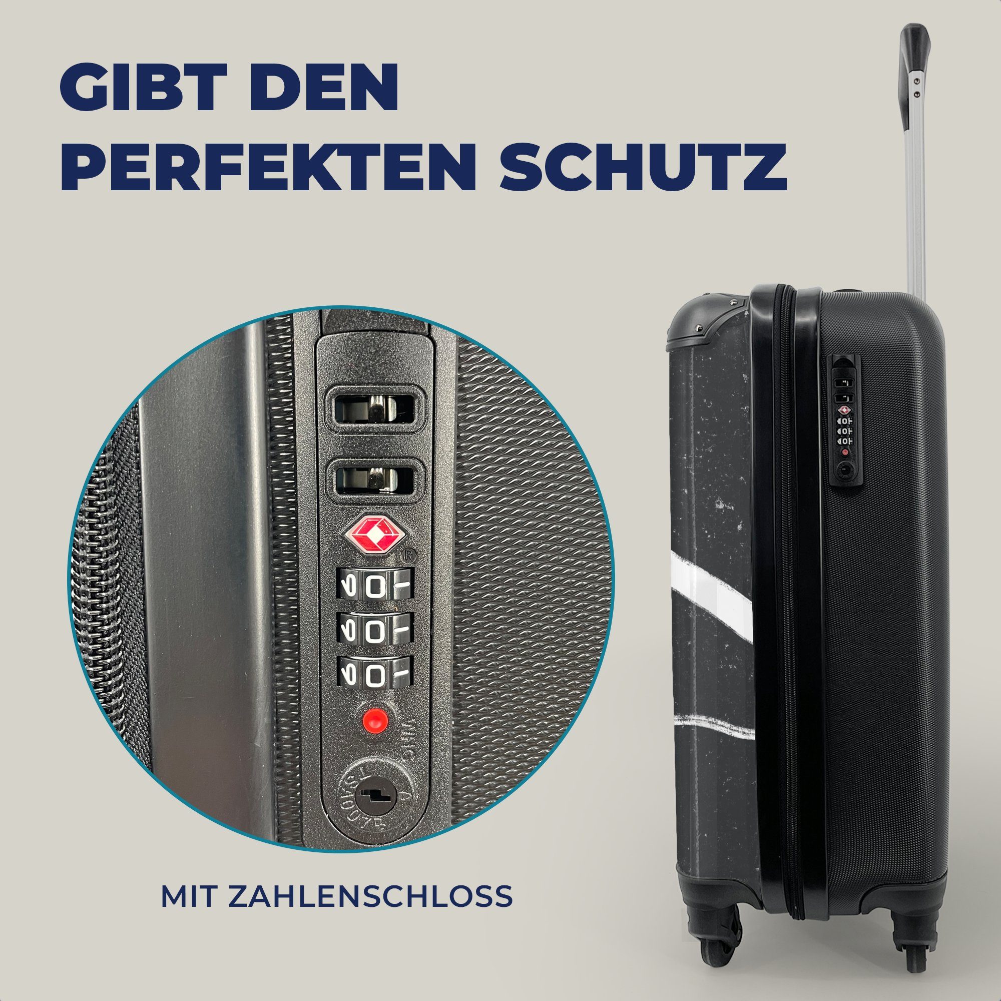 - rollen, mit Rollen, Ferien, Gestaltung, Minimalismus MuchoWow für Handgepäck Linie Trolley, - Reisetasche Reisekoffer Handgepäckkoffer 4