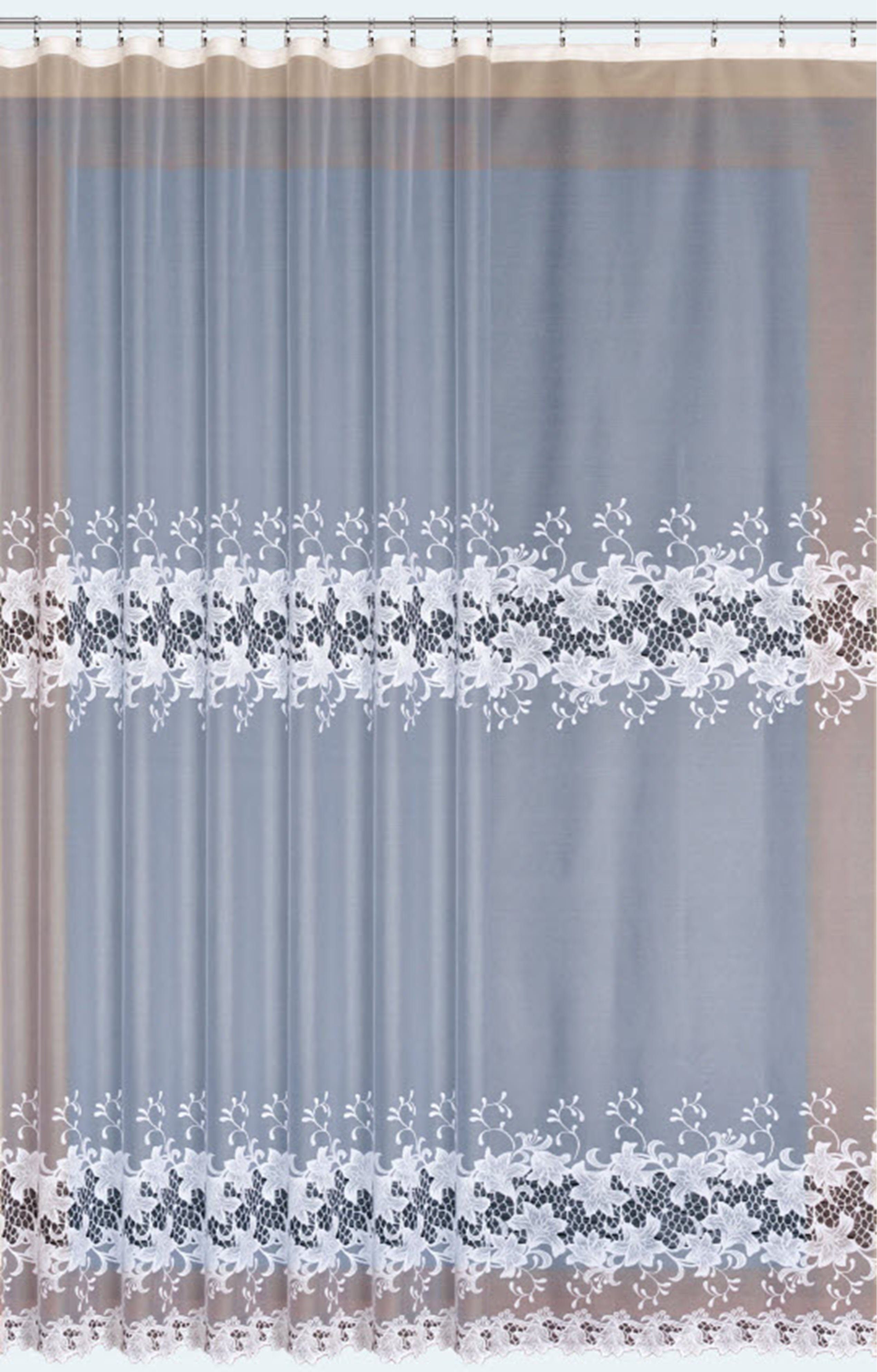 QBTEXTIL Gardine Weiß 31153, halbtransparent, Jacquard-Stoff, günstig online kaufen