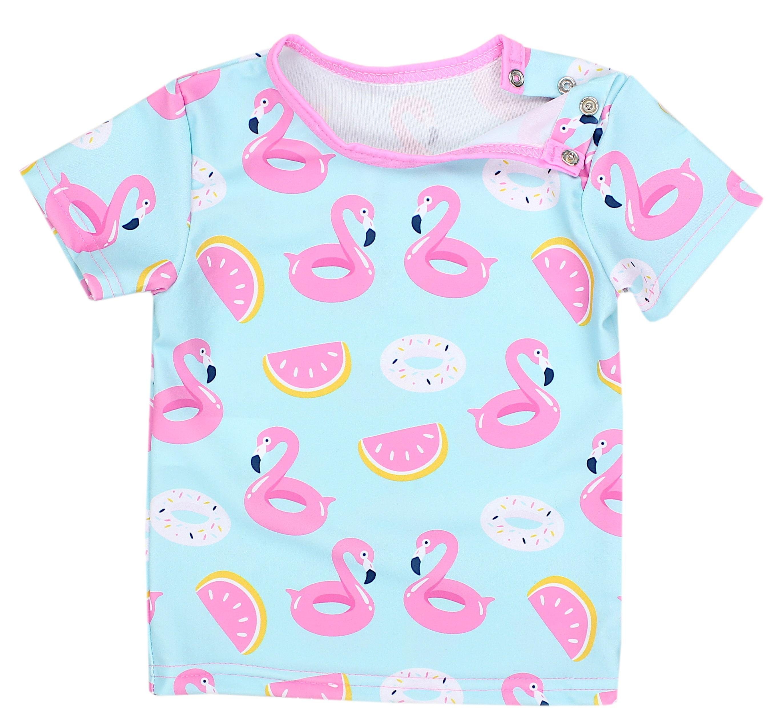 Shirt Baby UV-Schutz Badehose Badeanzug Flamingos Badeanzug / Kinder Zweiteiler Rosa Set Aquarti Hellgrün Mädchen