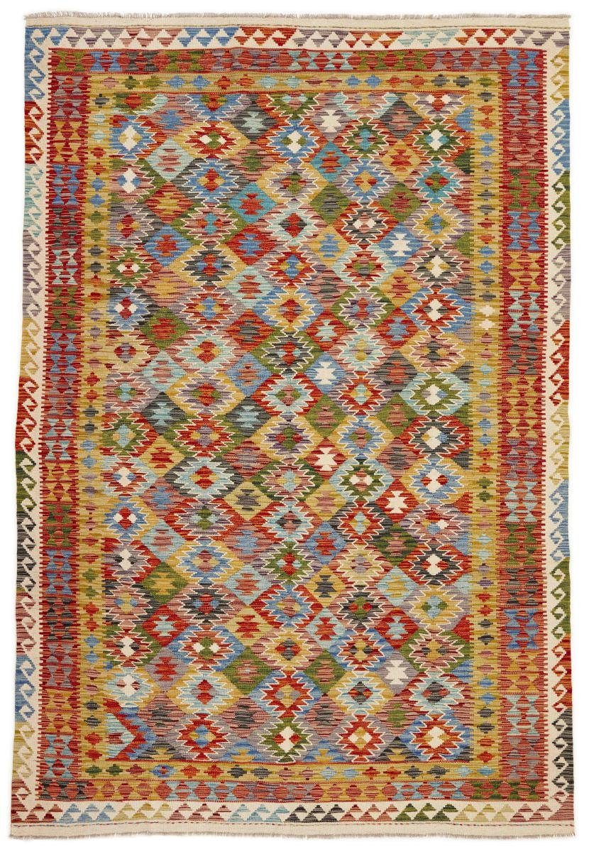 Orientteppich Kelim Afghan Orientteppich, Höhe: 202x300 Trading, Handgewebter 3 Nain mm rechteckig