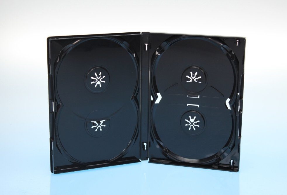 Amaray DVD-Hülle 5 Amaray DVD Hüllen / Farbe: schwarz / 4er 4fach DVD Box