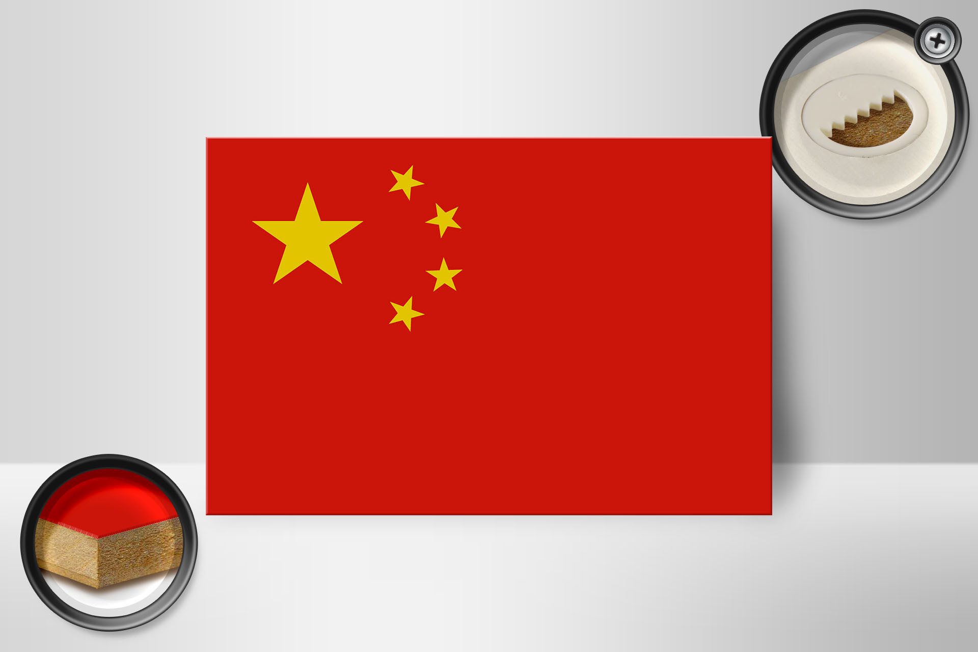 Femer GmbH Holzbild Flagge China 18x12 cm Flag of China, Flaggen (1 St), Glatte Holzfaserplatte (MDF), vorn beschichtet