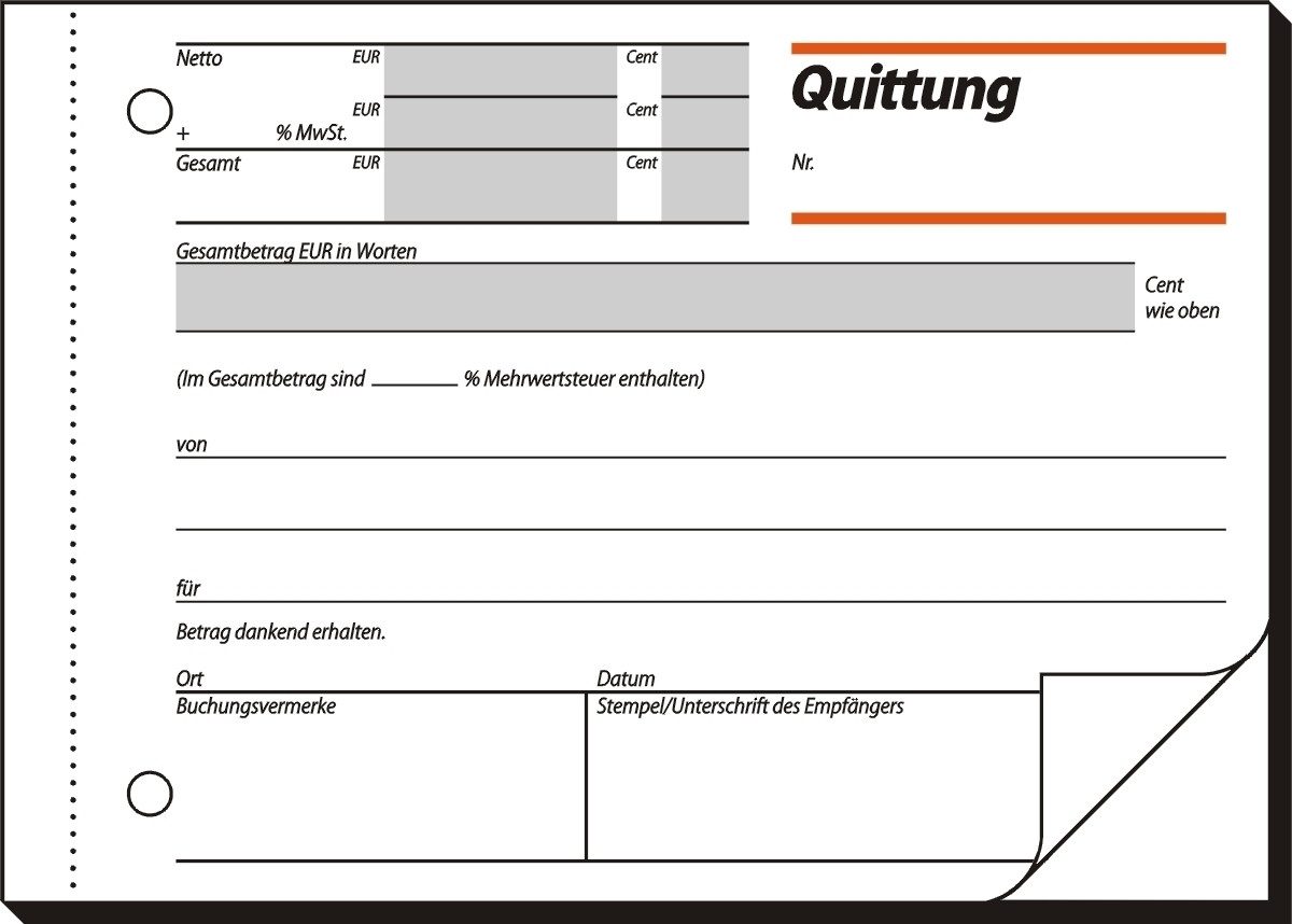 Formularblock Formularbuch Quittung A6 VE=2x50 Blatt