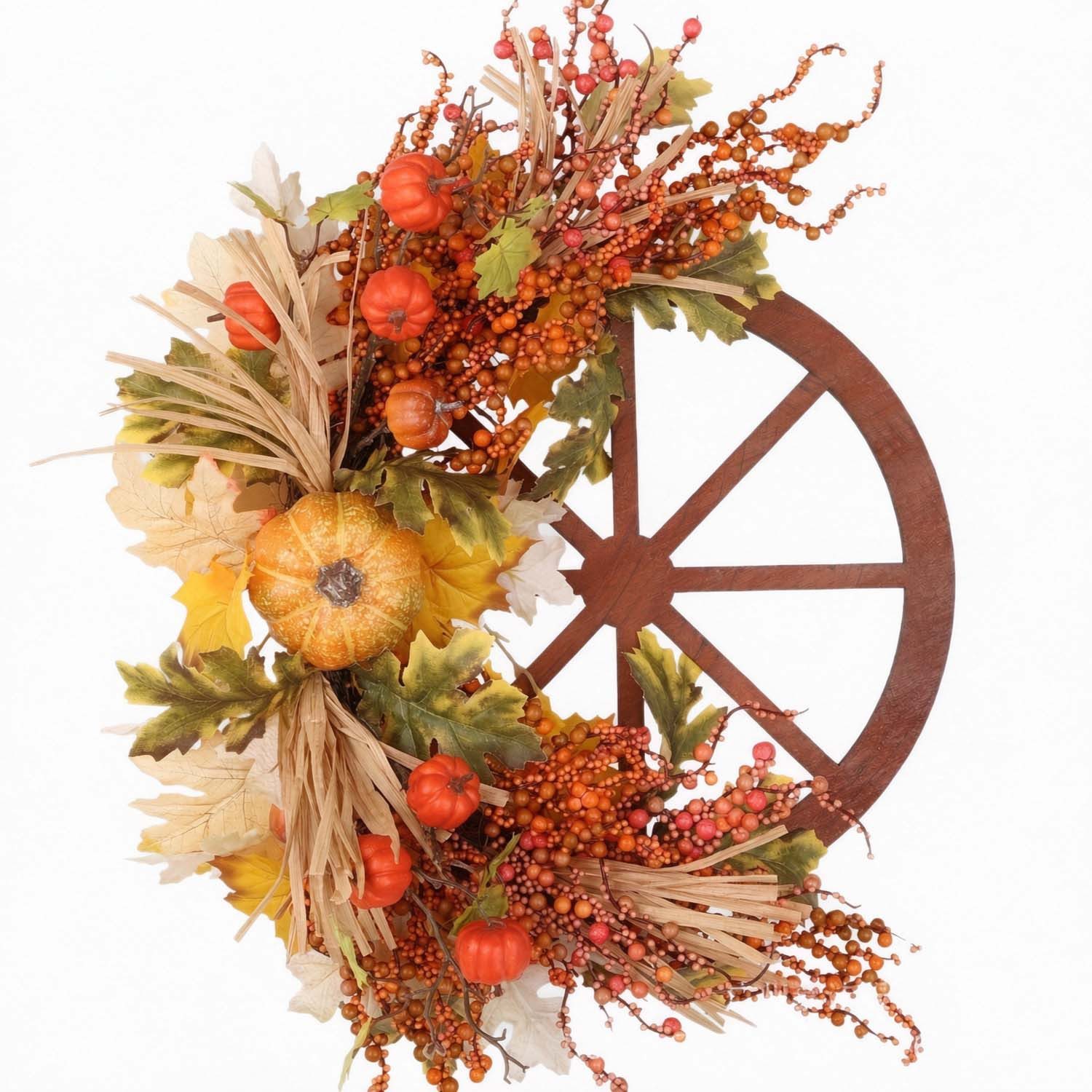 Sorvyzxn Dekokranz Künstlicher Herbst-Kürbisrad-Kranz, künstlicher Herbst