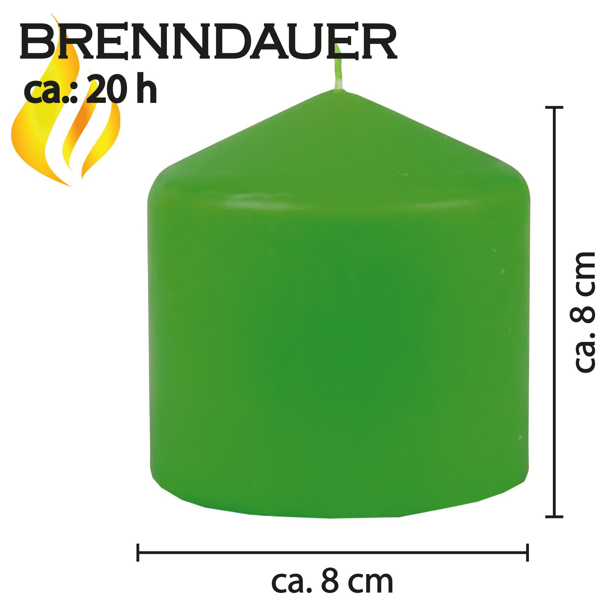 HS Candle Adventskerze Stumpenkerze (1-tlg), Wachskerzen Ø8cm x 8cm Kerzen in vielen Farben