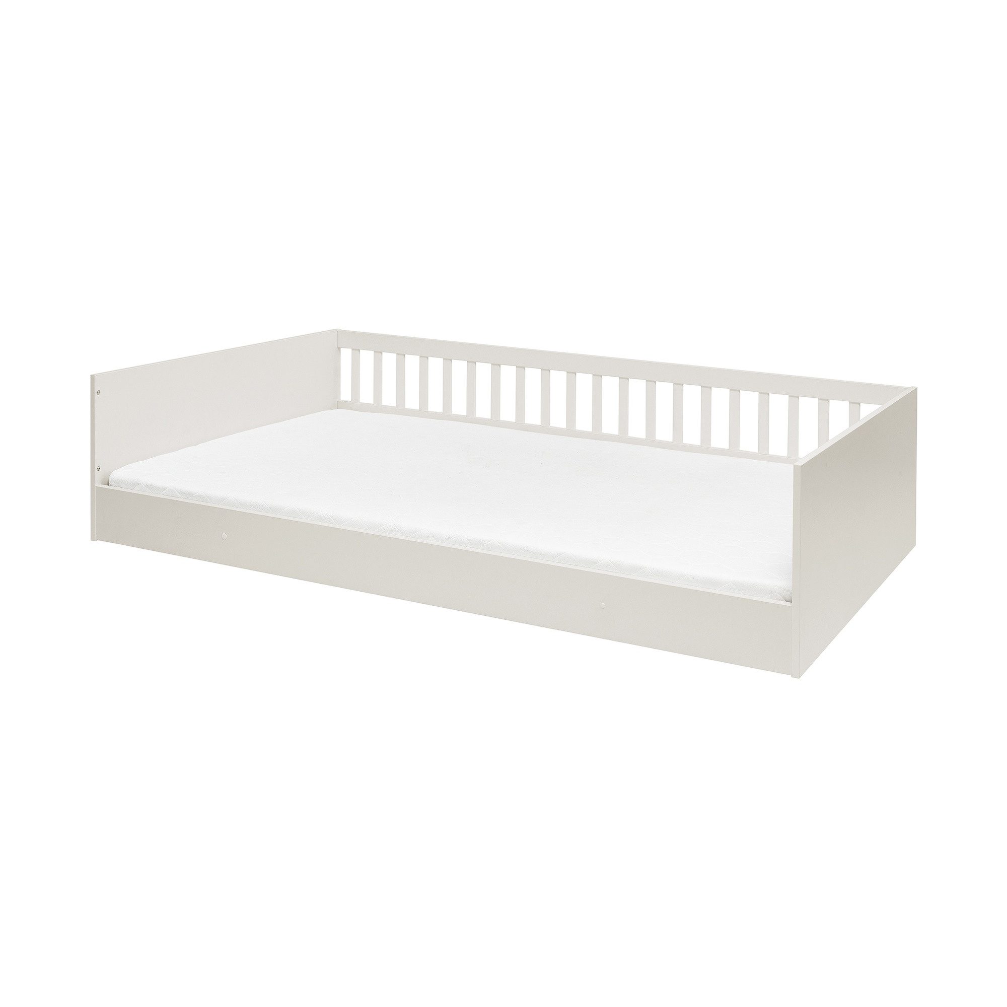 Raumhirsch Furniture Kinderbett Montessori Kinderbett LUNO 120x200 cm mit Rausfallschutz (Maße: 203,6 x 125 x 47 cm (Lattenrost inklusive, 2 Rausfallschutzgitter), Liegefläche 200 x 120 cm, Stil Montessori, Einfache Montage