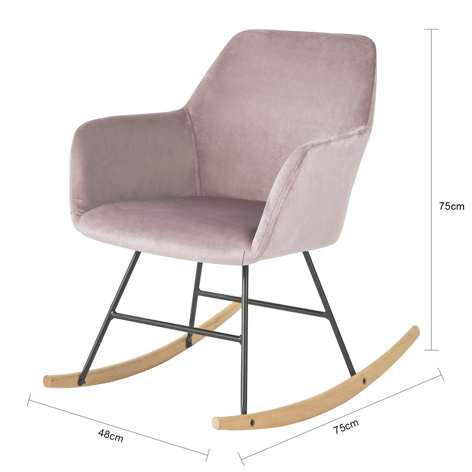 Schaukelstuhl Samt aus FST68, SoBuy 150kg Schaukelsessel Stuhl Sessel Belastbarkeit: Relax und Buche
