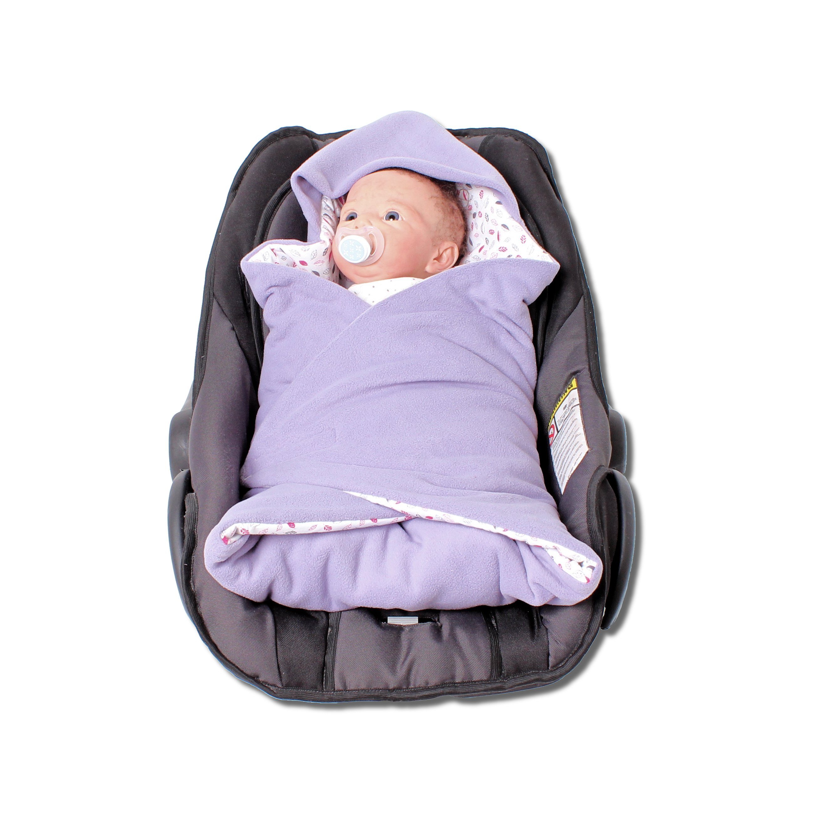 Einschlagdecke Fußsack für die Winter, Punkt 3 Babyschale HOBEA-Germany, geeignet für Babyschalenfußsack Babyschale flieder/Blätter