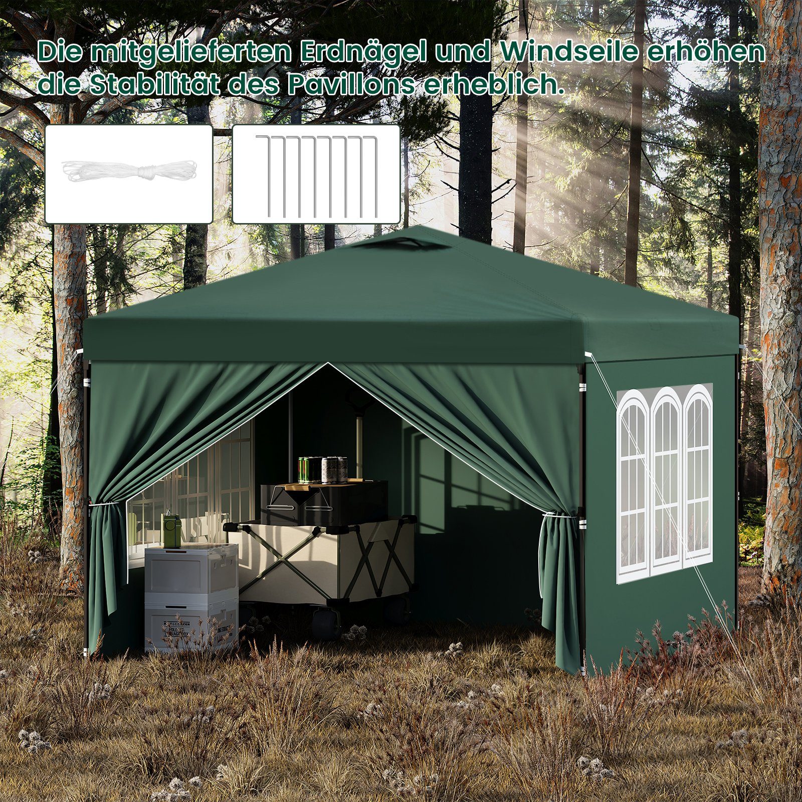 EUGAD Pavillon, mit 4 Seitenteilen, 3x3 günstig online kaufen