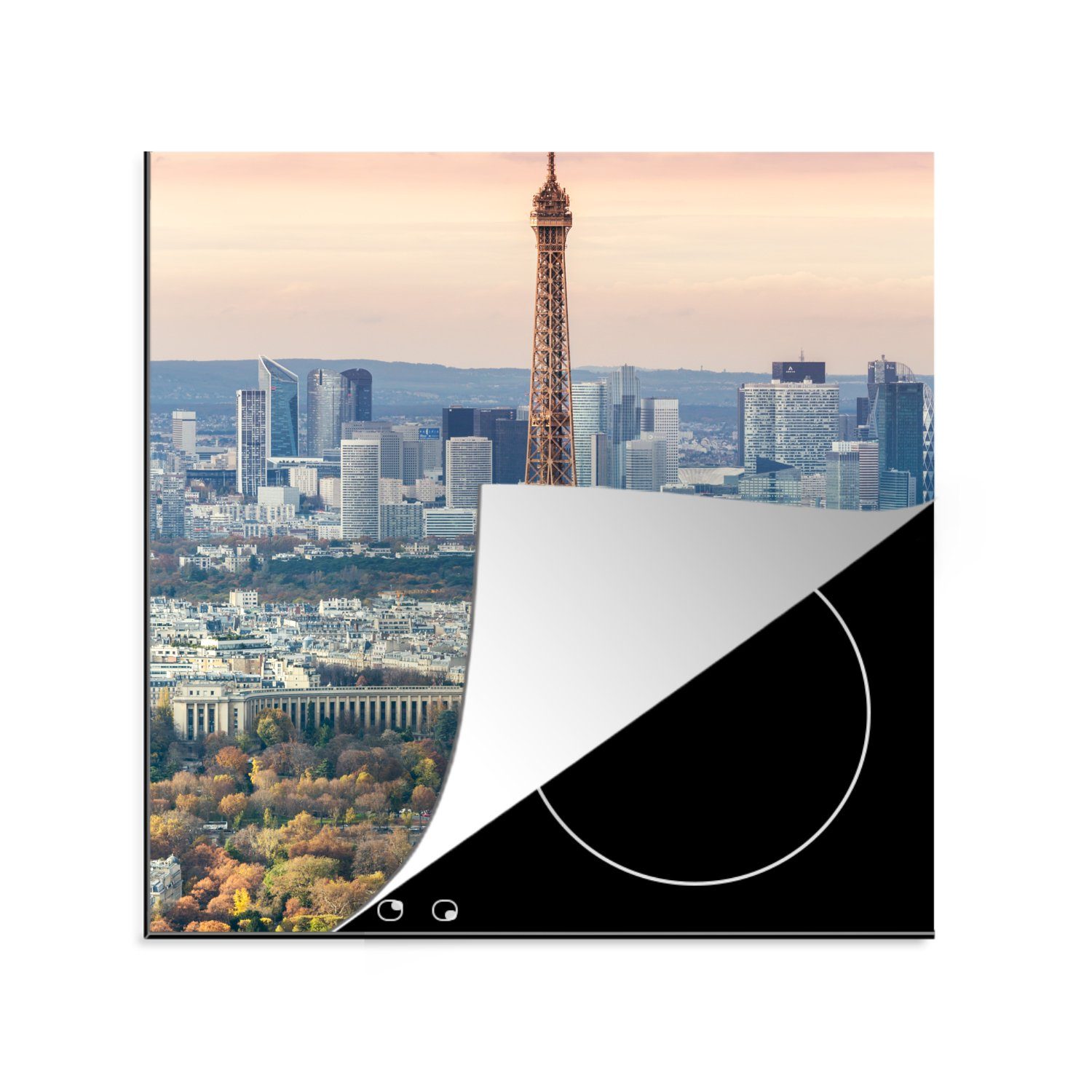 MuchoWow Herdblende-/Abdeckplatte Eiffelturm - Paris - Himmel, Vinyl, (1 tlg), 78x78 cm, Ceranfeldabdeckung, Arbeitsplatte für küche