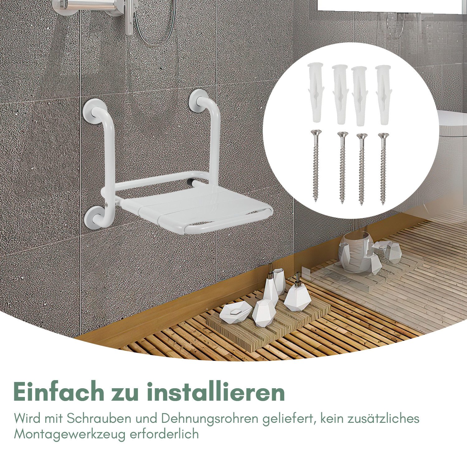 Clanmacy Duschhocker Duschsitz Klappbar Edelstahl Wandmontage Duschhocker Badhocker