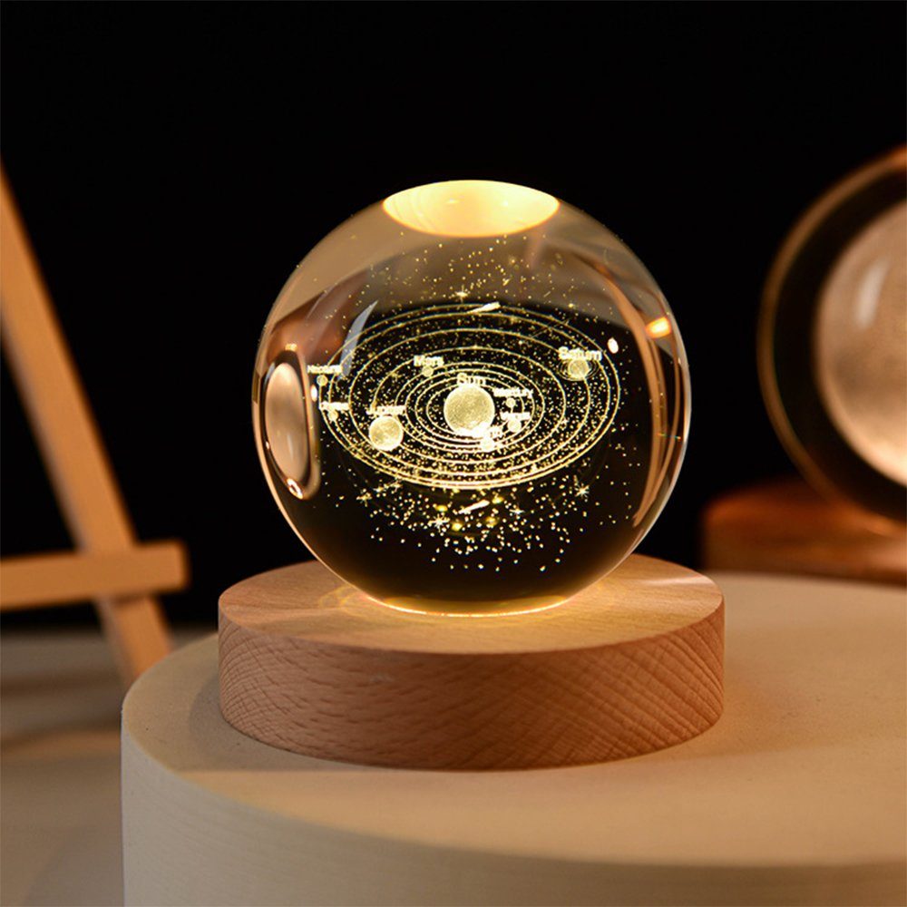 LED Nachtlicht 3D-Kristallkugel-Nachtlicht, warmer mit LED-Lichtbasis, USB-betrieben