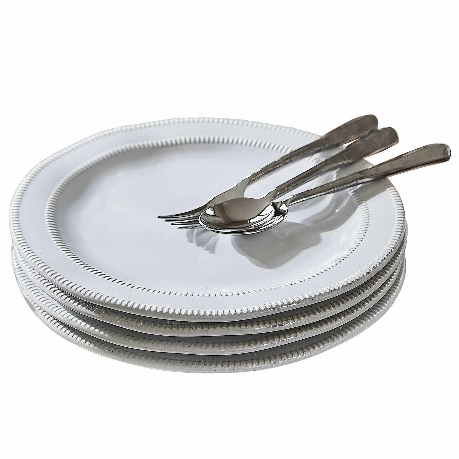 Mirabeau Geschirr-Set Teller 4 er Set Alentejo weiß, Steinzeug