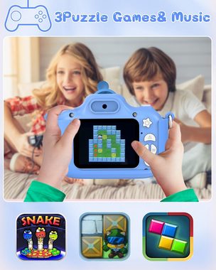 DIAMOOKY Kinderkamera (20 MP, 8x opt. Zoom, inkl. mit Autofokus, Digitalzoom und HD-IPS-Objektiv in stoßfestem Design, Kinderkamera, 1080P HD, 2,0-Zoll-Bildschirmkamera, 32 GB SD-Karte)