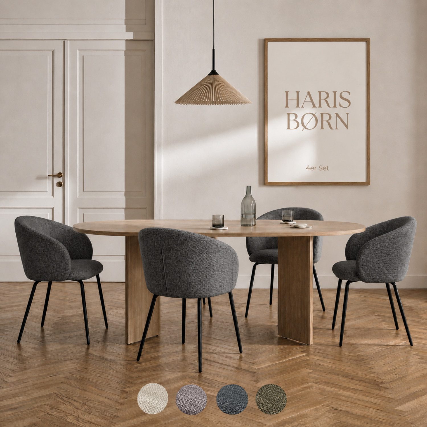Haris Børn Esszimmerstuhl NØR (versch. Farben) - Bequeme Polster Esszimmerstühle mit Armlehne (Set, 4 St), Premium Esstisch Stühle & Wohnzimmerstühle - Moderne Stühle Esszimmer