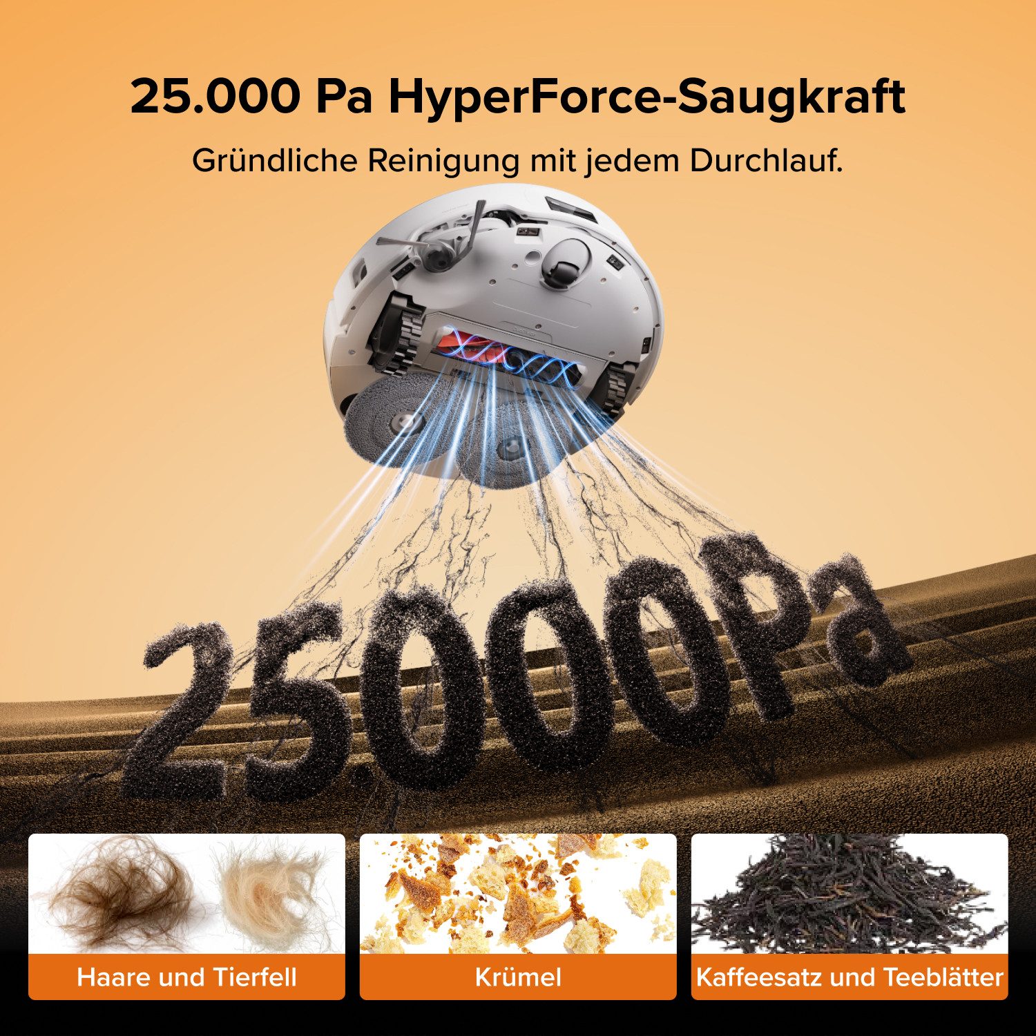 Roborock Saugroboter mit Wischfunktion Qrevo Edge 2, Dual Anti-Tangle System, 25.000 Pa