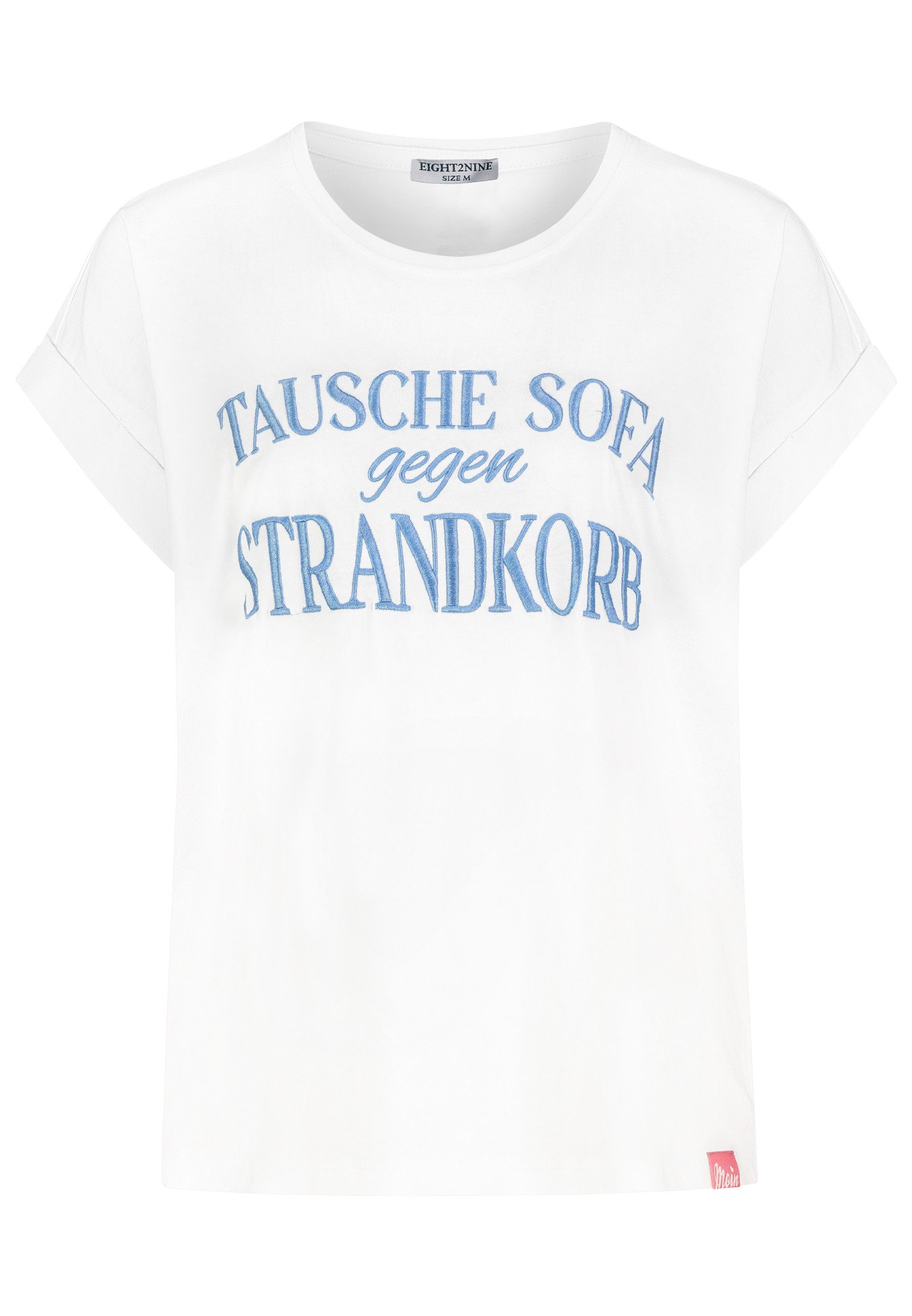 Eight2Nine T-Shirt Damen Baumwoll T-Shirt im Marine Look Kurzarmshirt mit maritimen Statement Prints