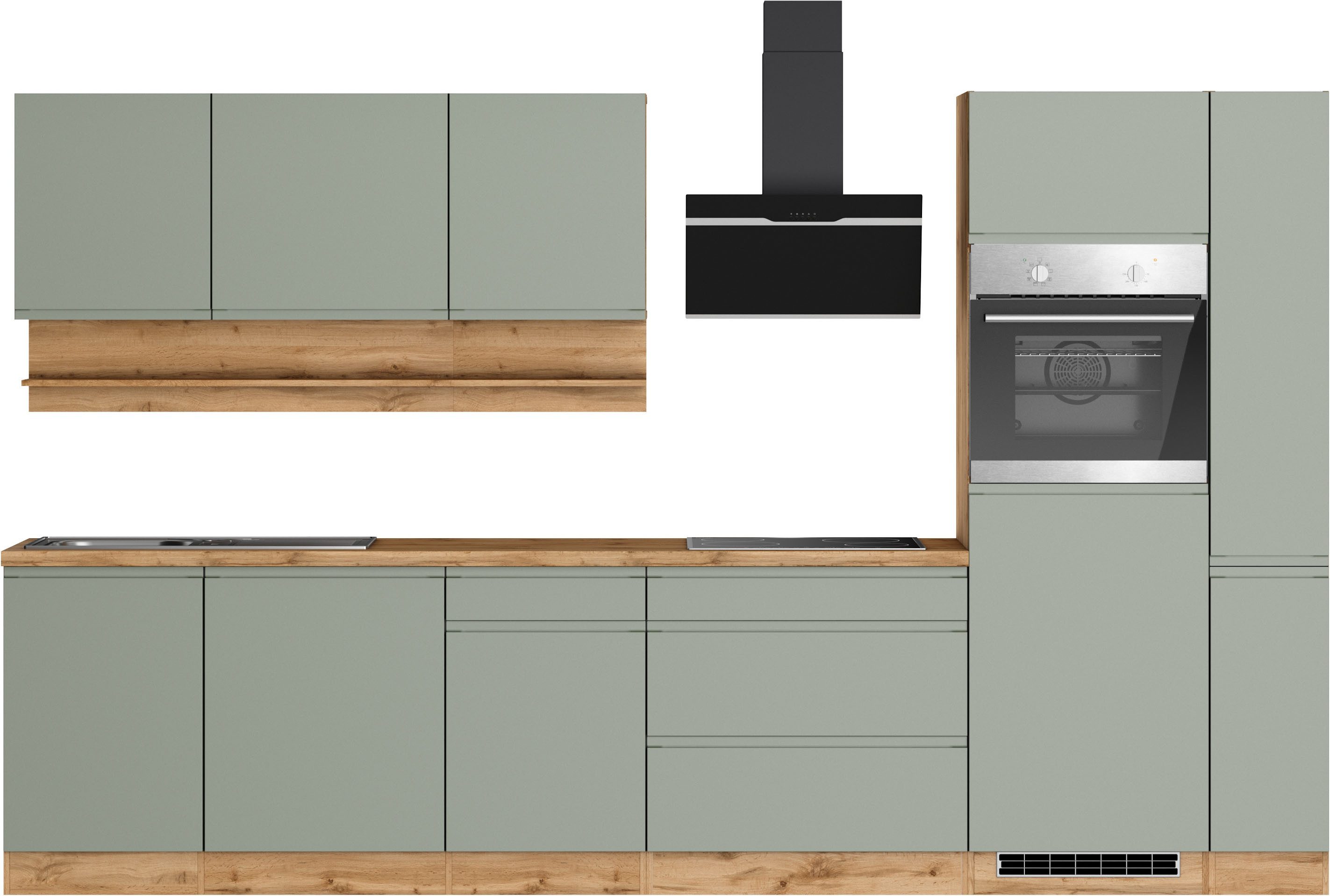 KOCHSTATION Küchenzeile KS-Virginia,neu in verbesserter Ausführung, Breite 330 cm, Soft-Close, wahlweise mit Induktion