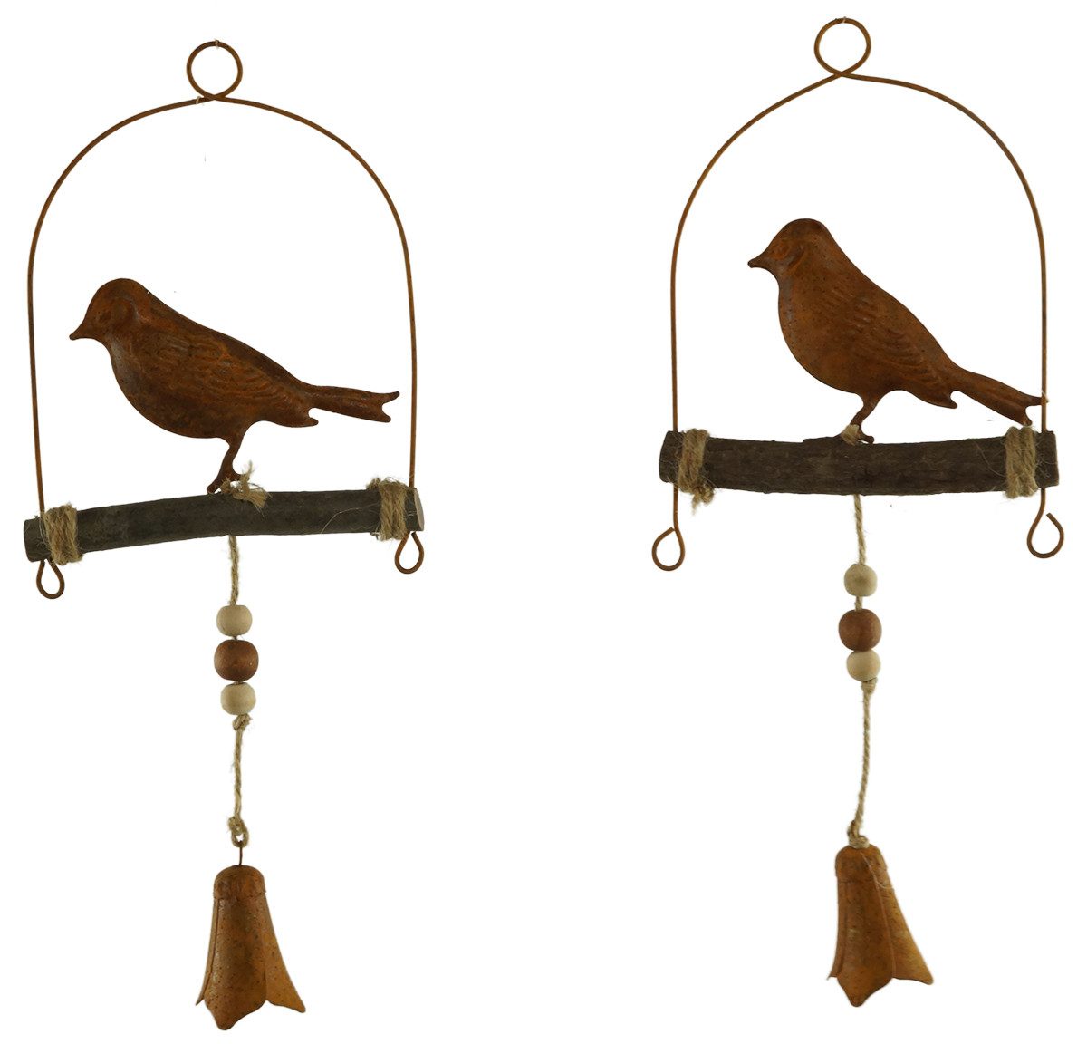 GerrysGardenAustria Dekohänger Hänger Vogel auf Ast 2er Set ca. 28 cm - Dekoration (2 St), Kunstvolle Metall- und Holzanhänger, wetterfest und dekorativ