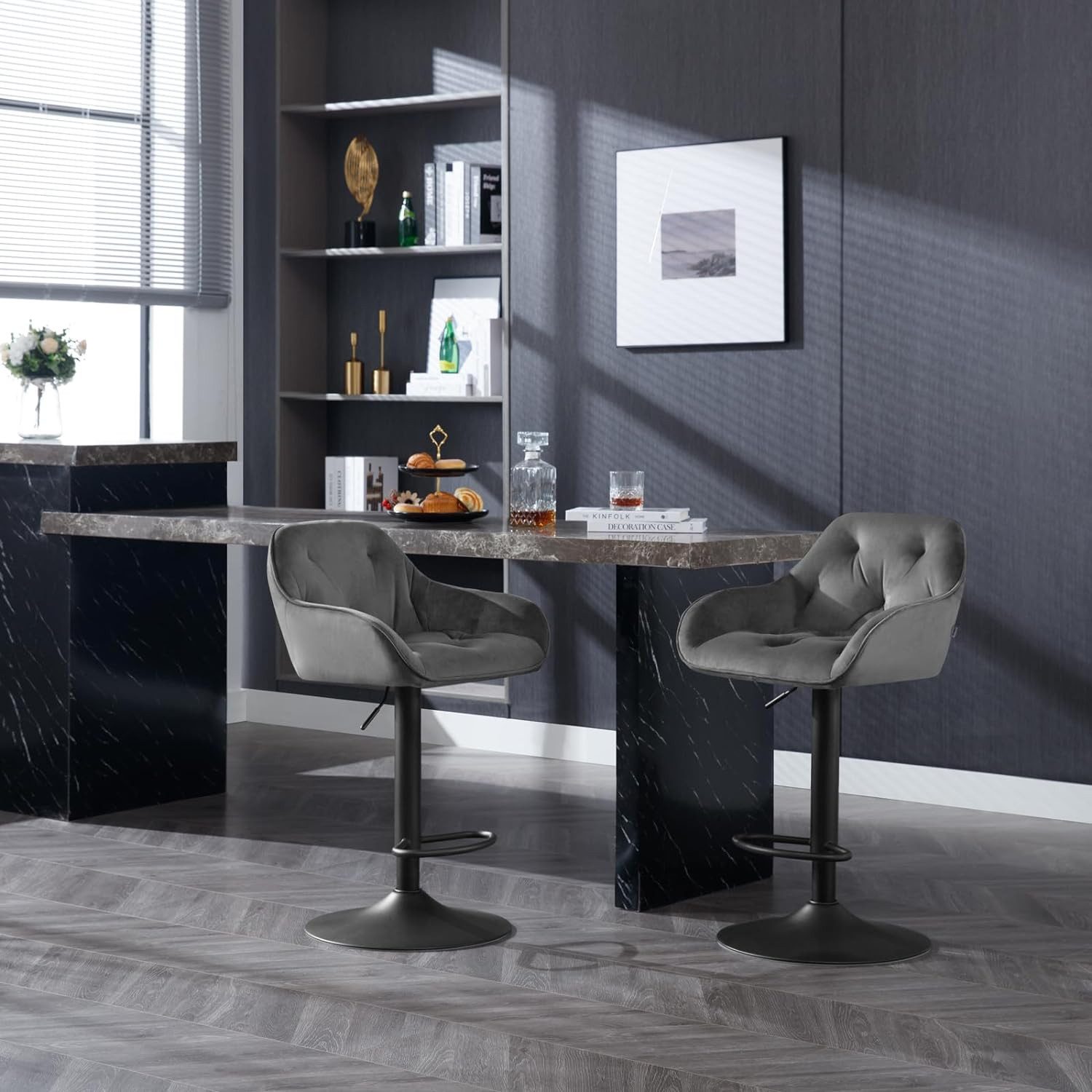 Woltu Barhocker (4 St), höhenverstellbar drehbar, mit Armlehmen Fußstütze günstig online kaufen