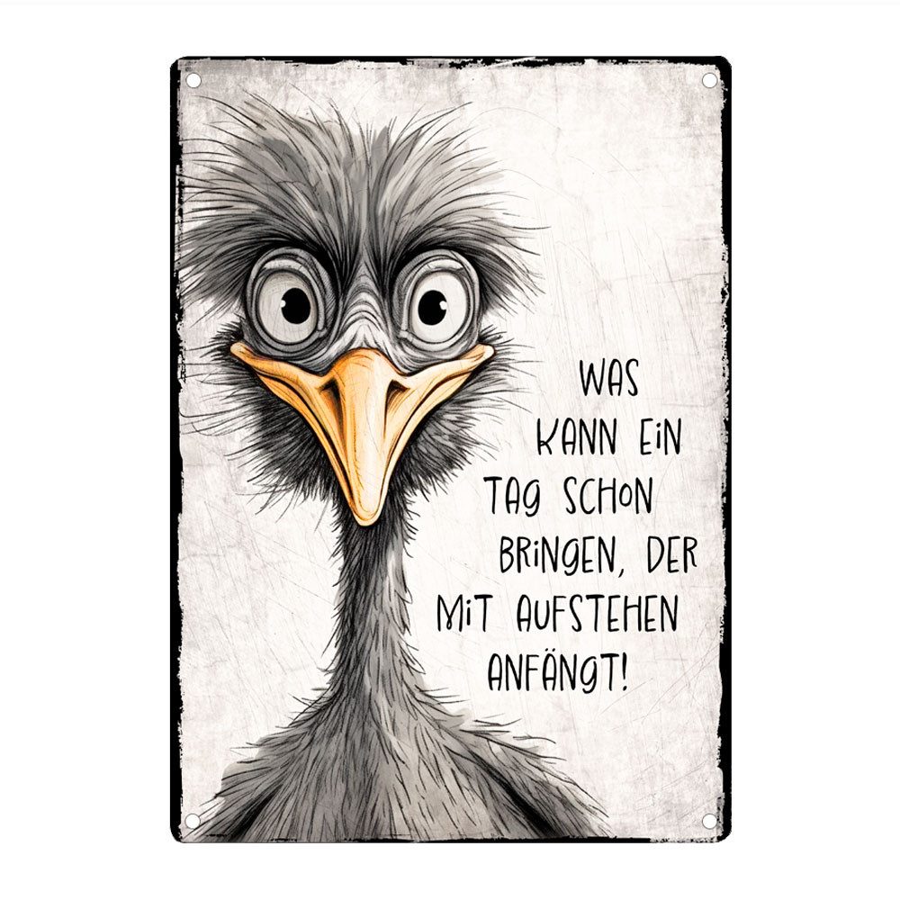 Metallschild WAS KANN EIN TAG SCHON BRINGEN - Dekoschild mit Spruch, Blechschild
