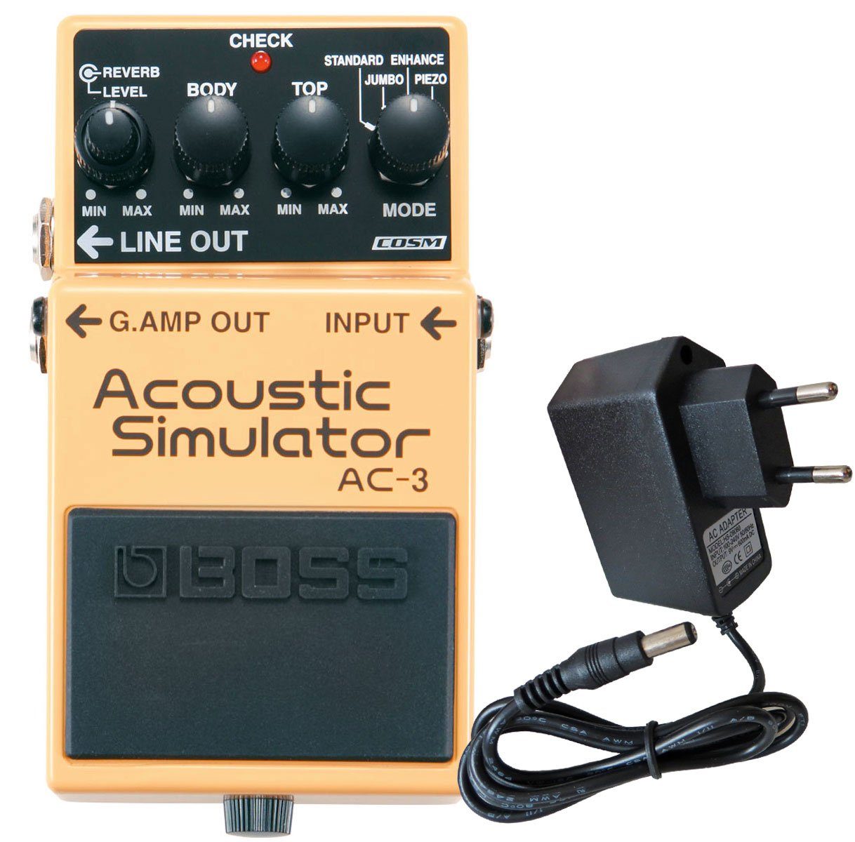Boss by Roland E-Gitarre Boss AC-3 Acoustic Simulator mit Netzteil, Bundle, mit 9v Netzteil