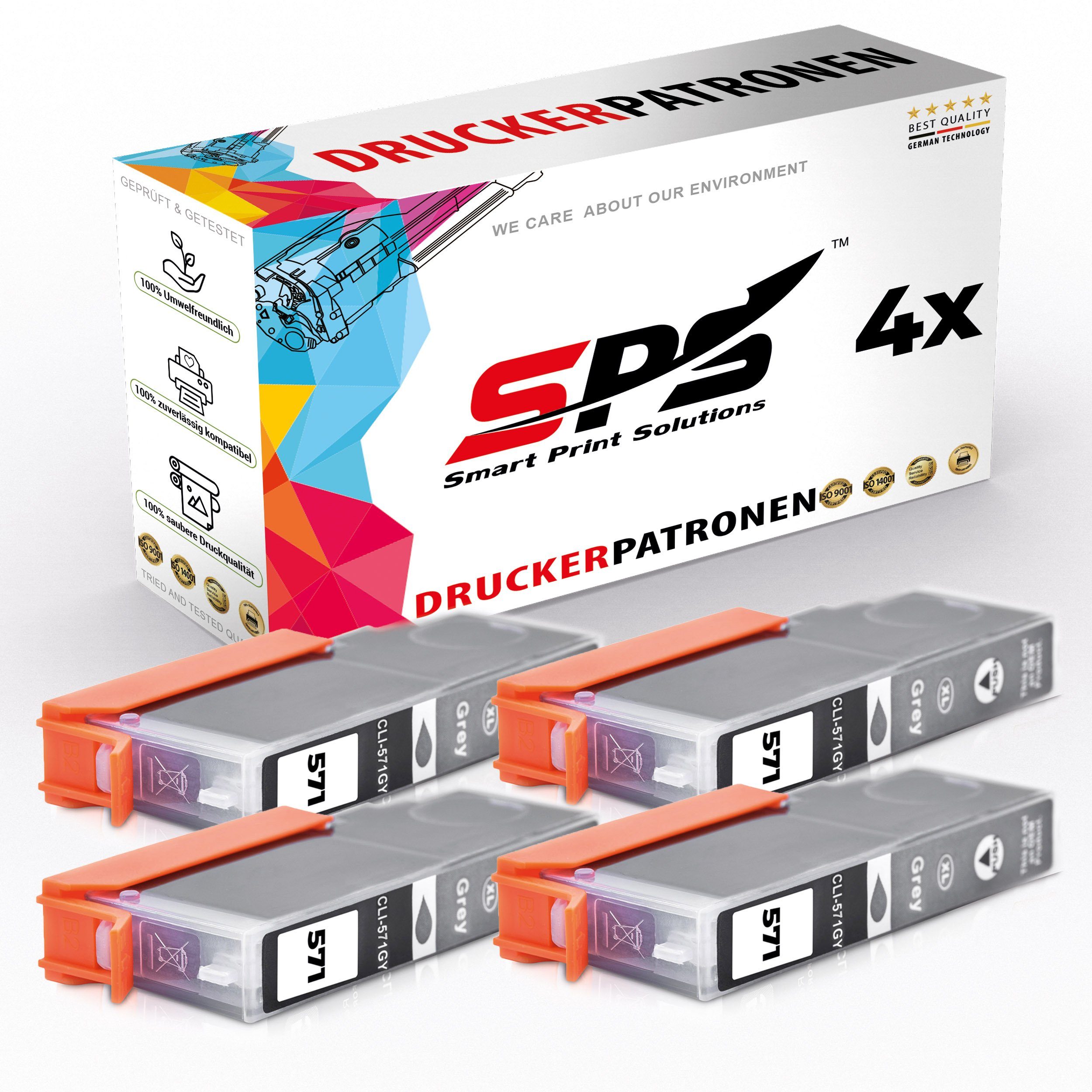 SPS 4x Kompatibel CLI571GYXL Druckerpatronen Grau für Canon Pixma MG7750 Nachfülltinte (für Canon, 4er Pack, x)