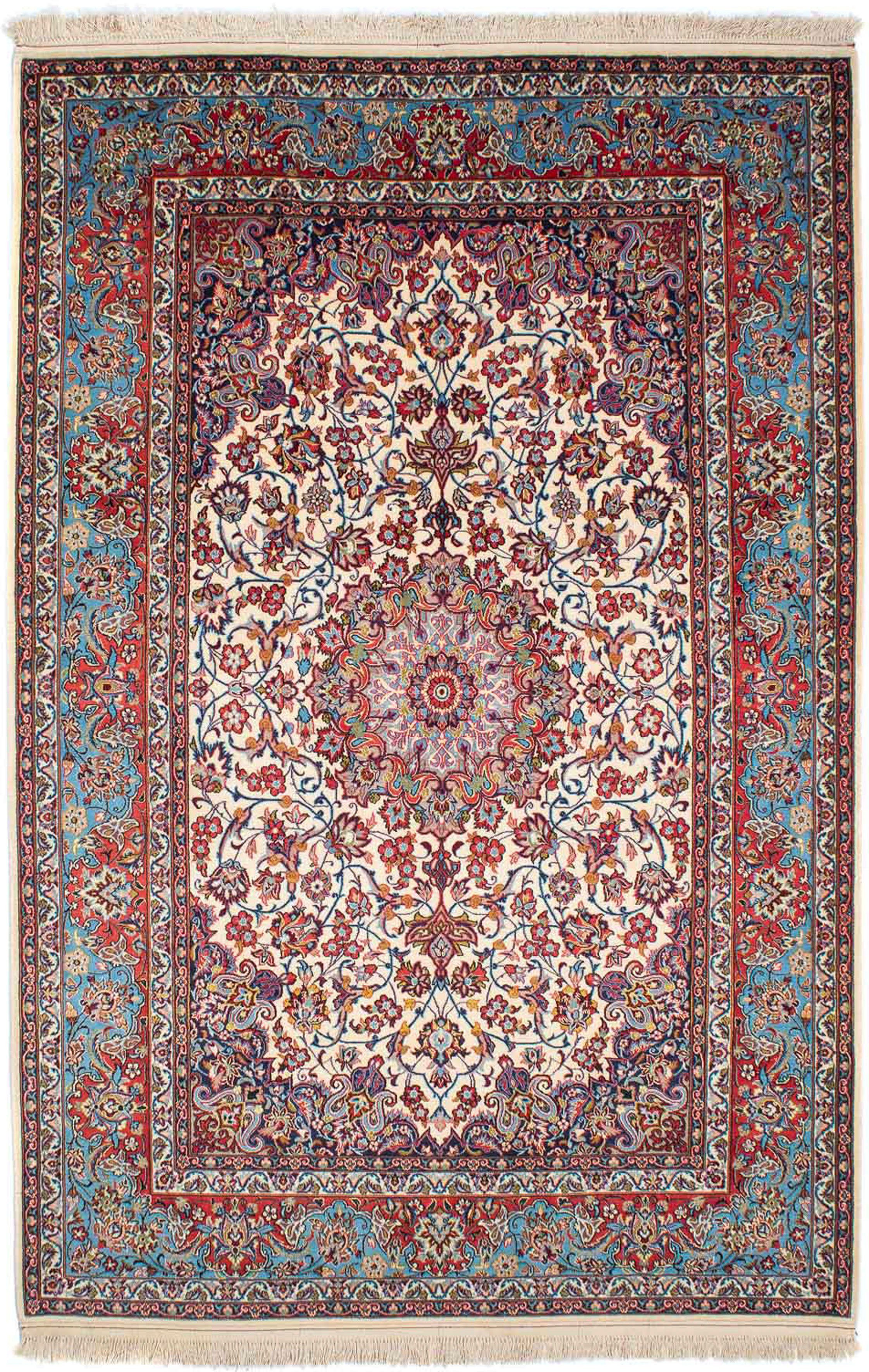 - cm x - Orientteppich Wohnzimmer, Höhe: Isfahan mm, Premium rechteckig, - Einzelstück Zertifikat 152 morgenland, mit Handgeknüpft, 6 Perser 233 beige, -