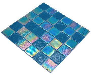 Mosani Mosaikfliesen Glas Crystal Mosaikfliesen iridium blau glänzend / 10 Matten