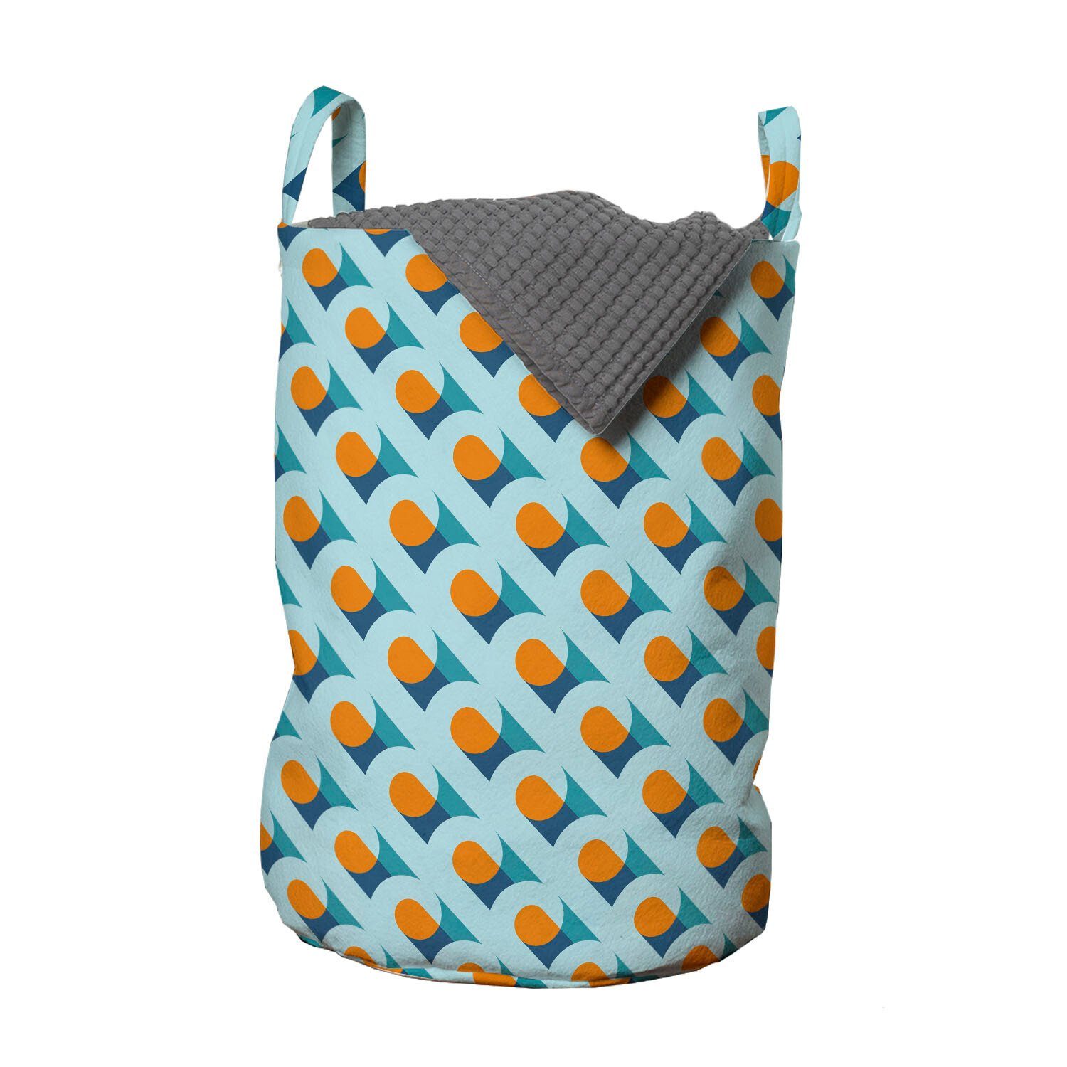 Abakuhaus Wäschesäckchen Wäschekorb mit Griffen Kordelzugverschluss für Waschsalons, Orange Blue Diagonal Symmetrie Motiv