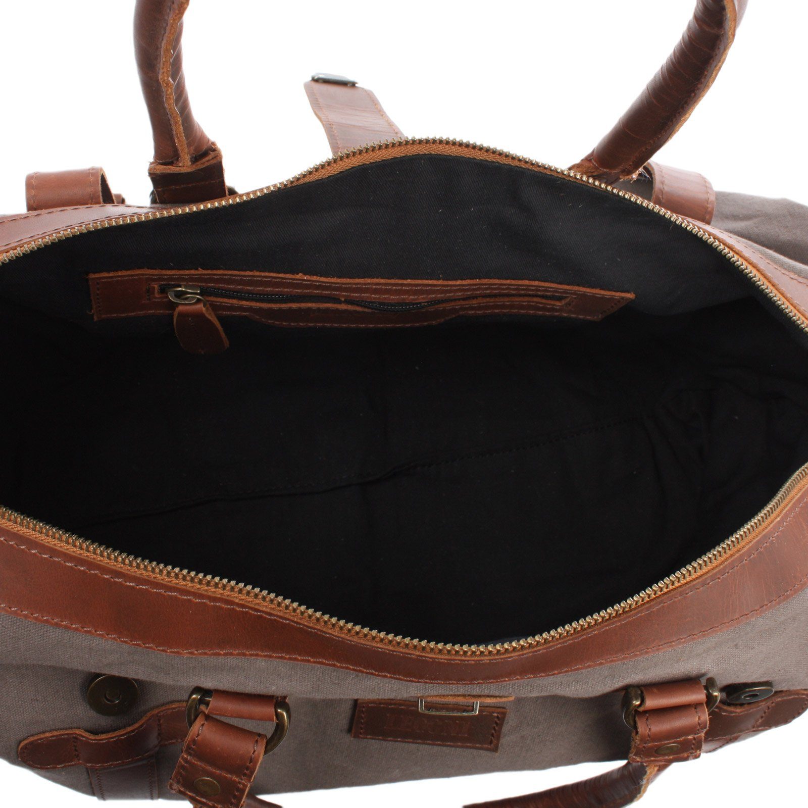 LECONI Weekender klein Handgepäck Damen Herren Leder Canvas LE2008, Canvas & Leder – Innenfach mit Zipper – 45×30×20 cm