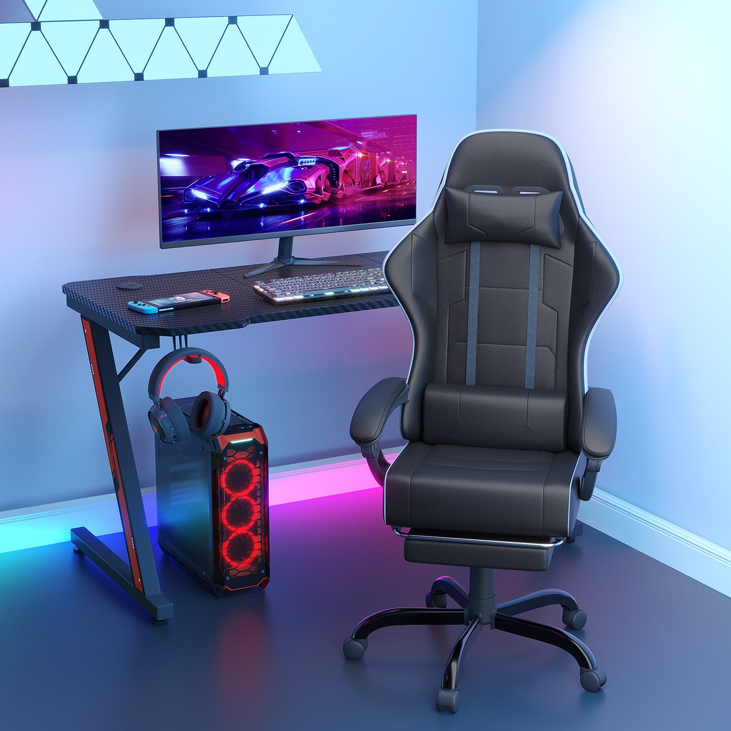 GUNJI Gaming-Stuhl Gaming Chair Ergonomisch höhenverstellbar günstig online kaufen